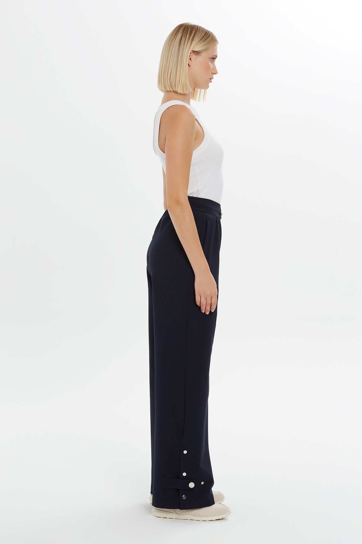 Navy Wide-Leg Pants