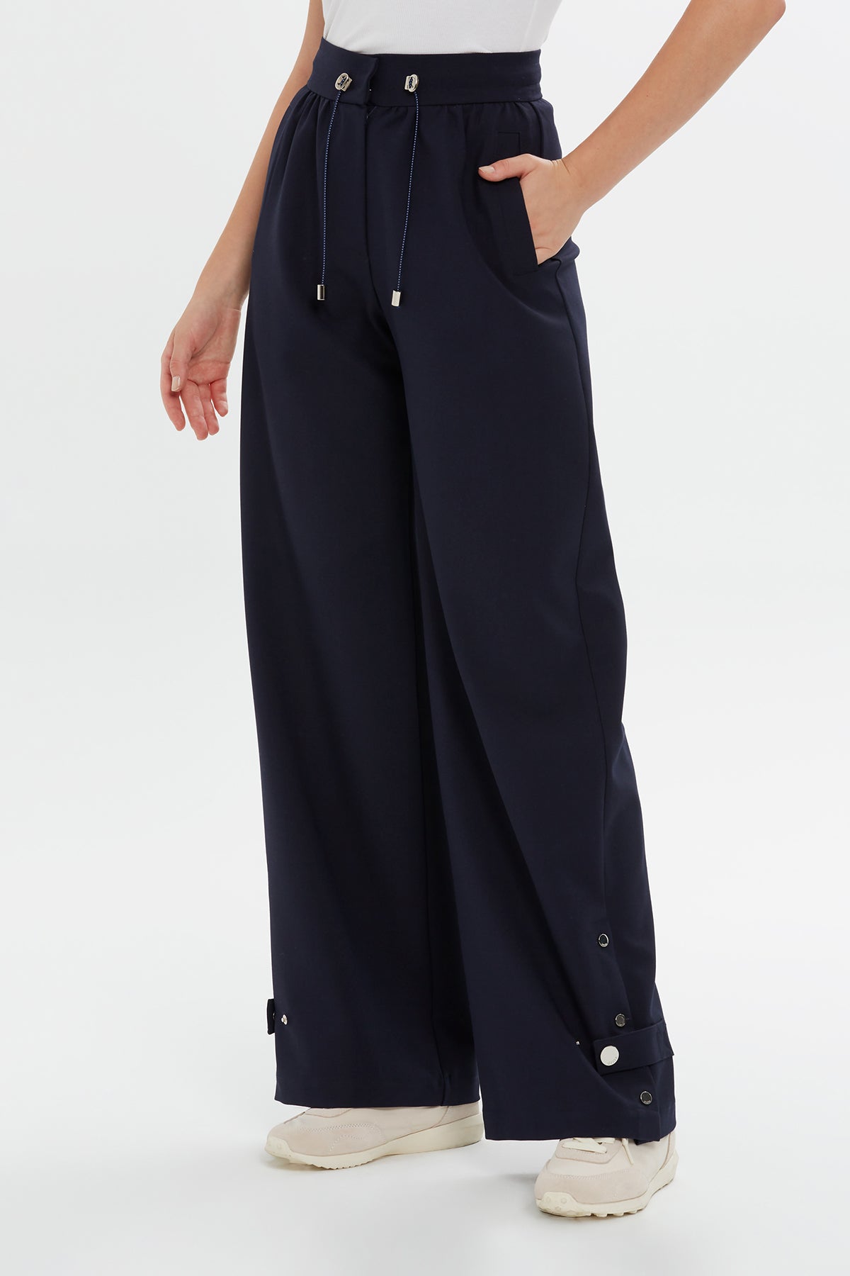 Navy Wide-Leg Pants