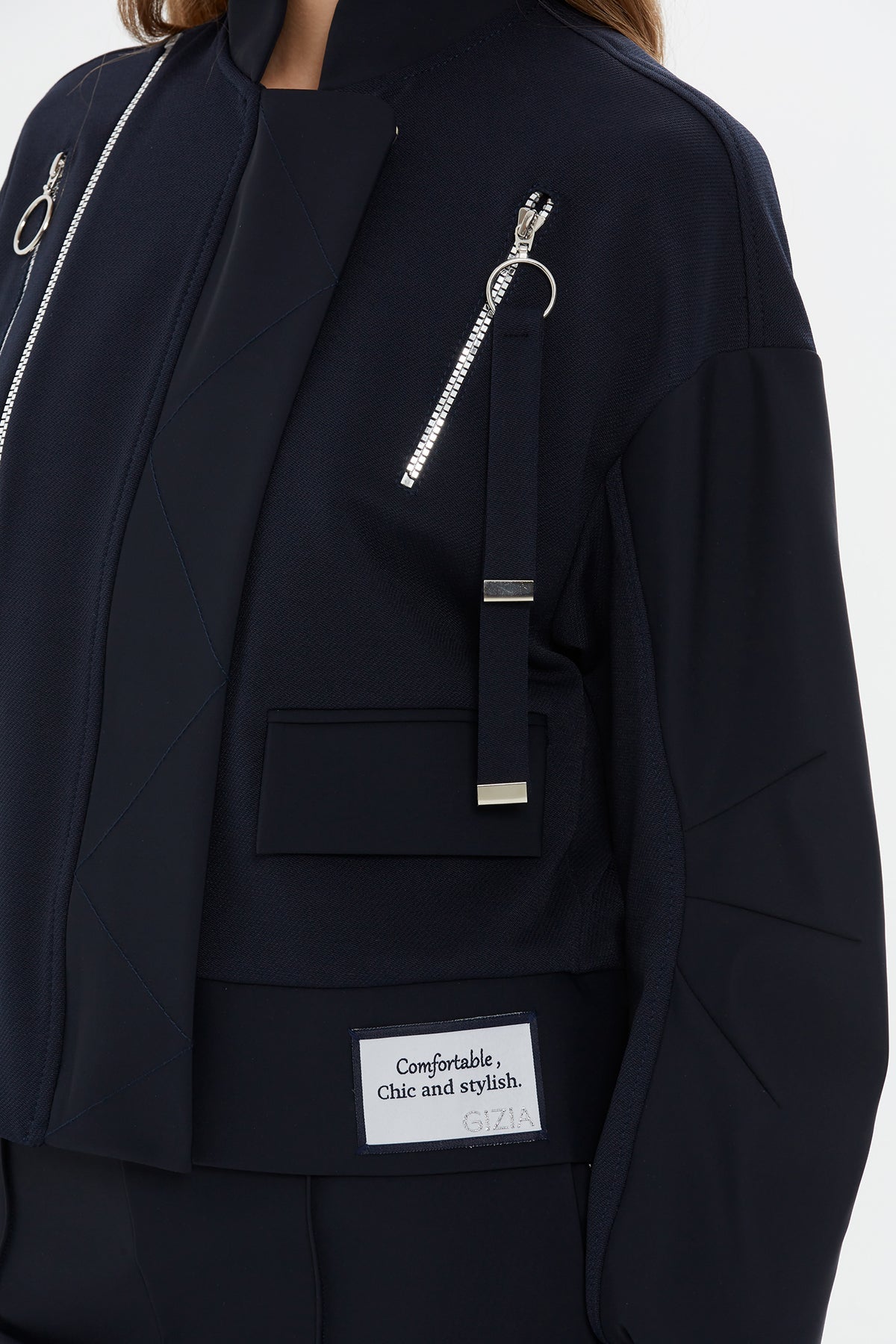 Hooded Zipper Detail  Bomber Jacket