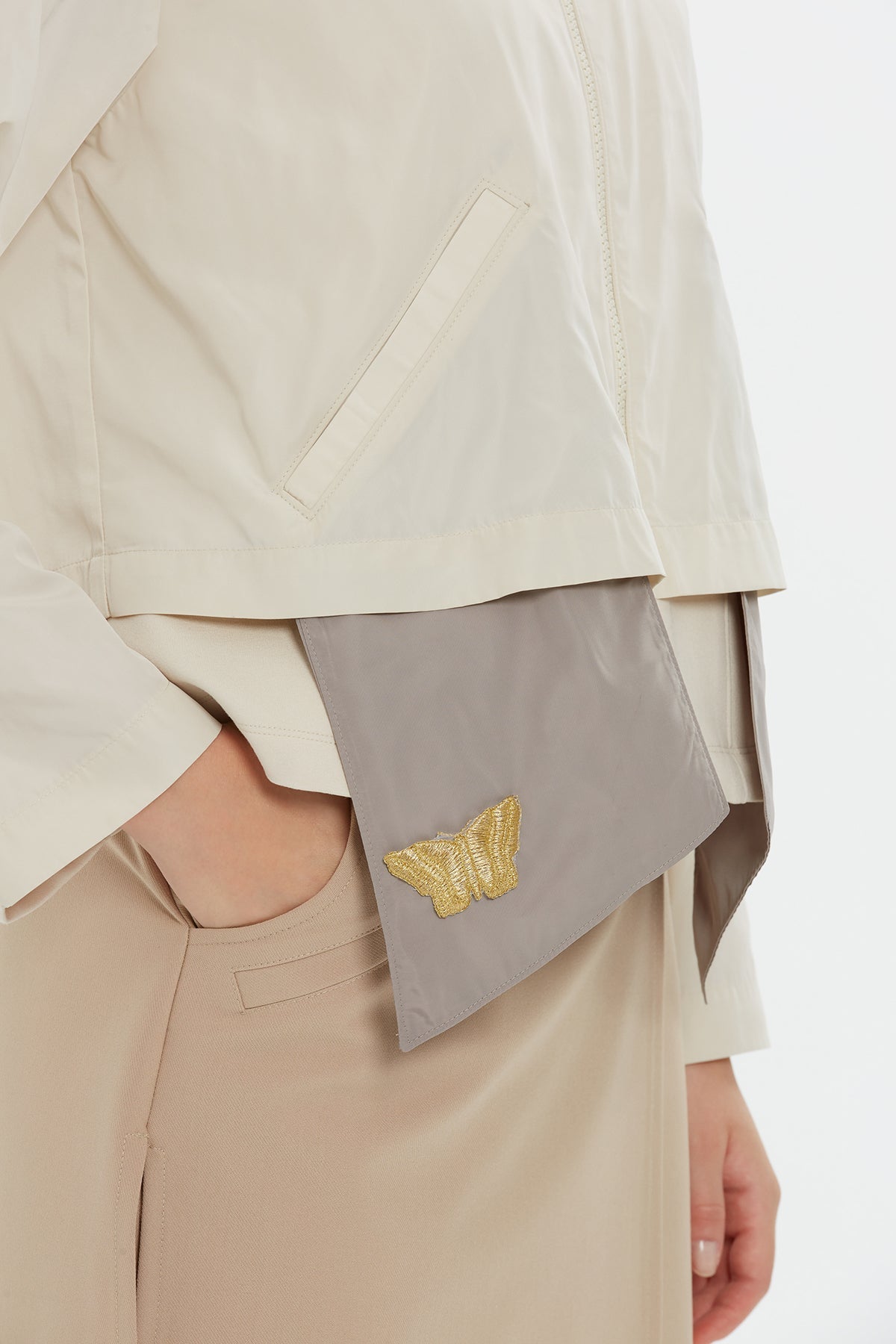 Beige Butterfly-Detail Sweatshirt