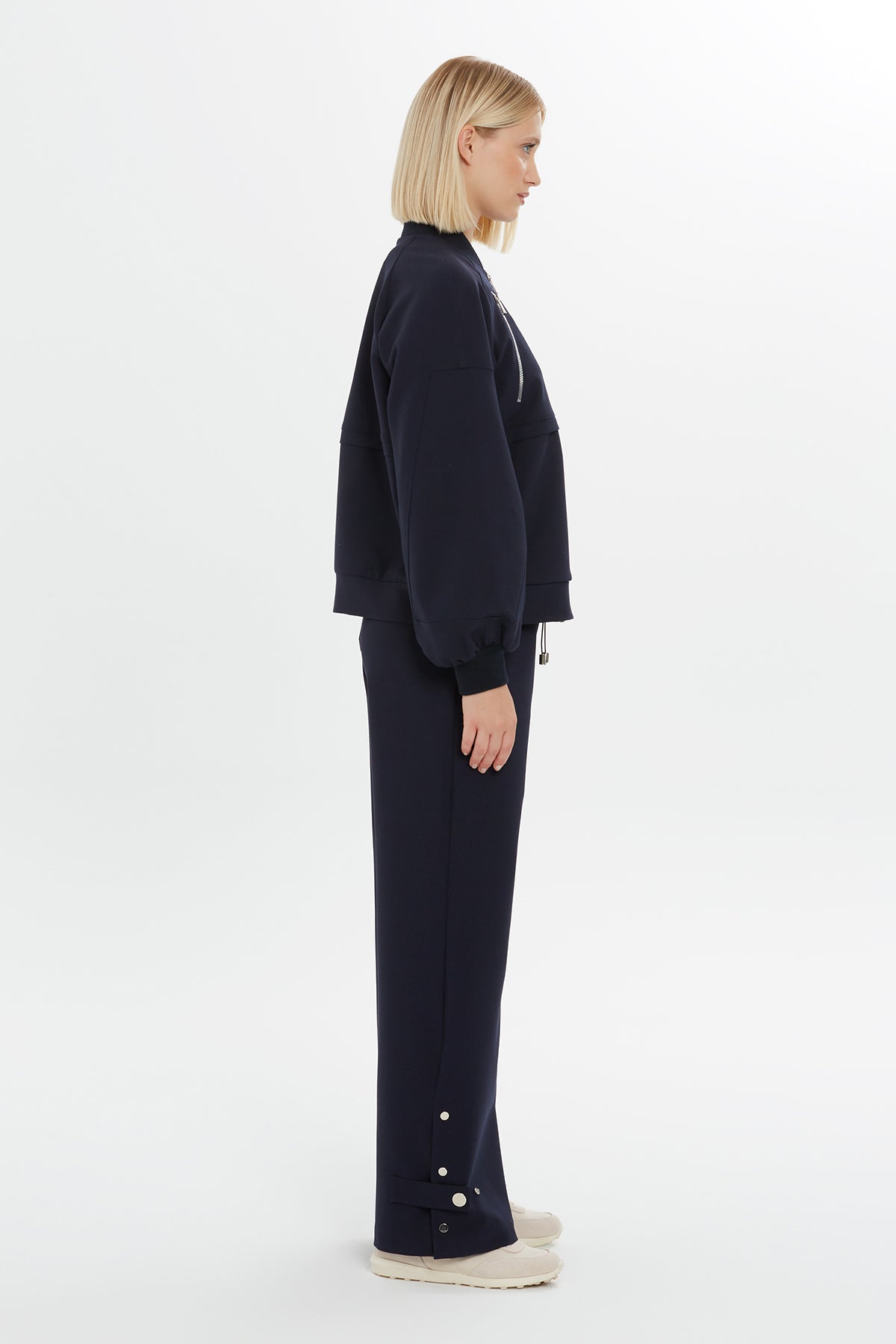 Zip-Detail Bomber Sweatshirt