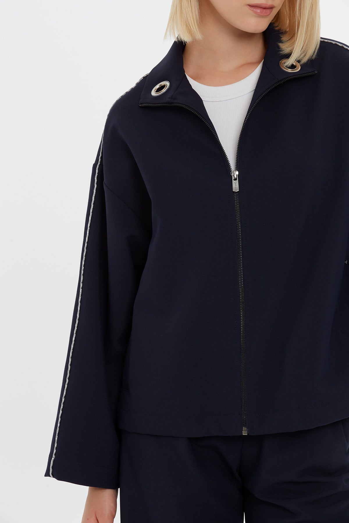 Zip-Front Relaxed Sweatshirt