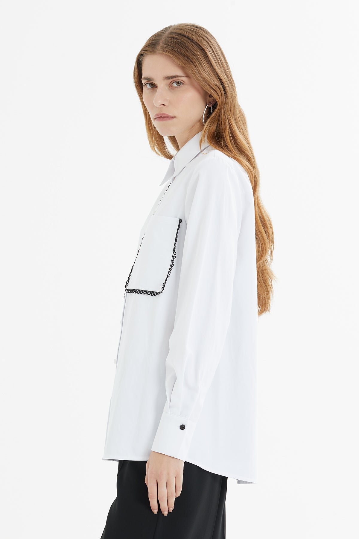 White Lace-Detail Shirt