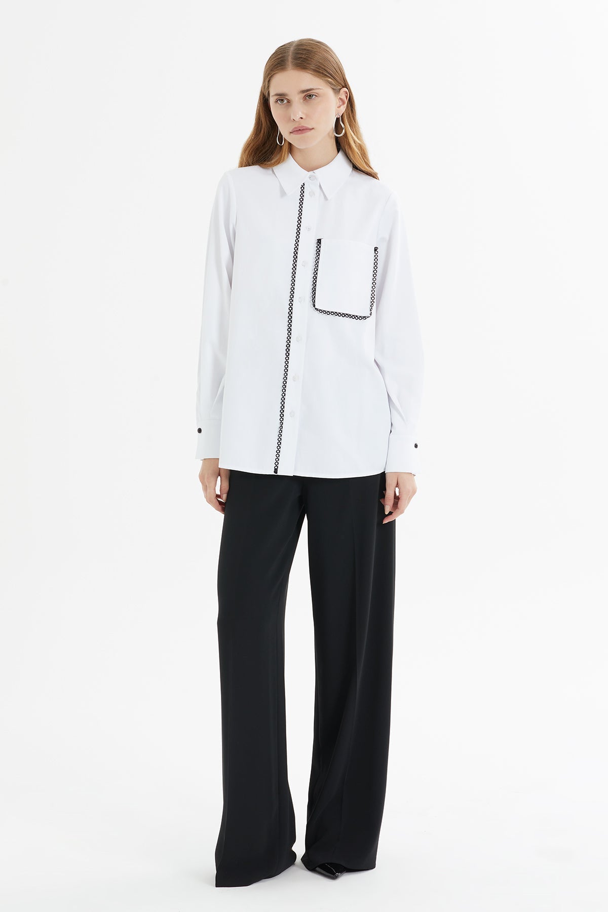 White Lace-Detail Shirt