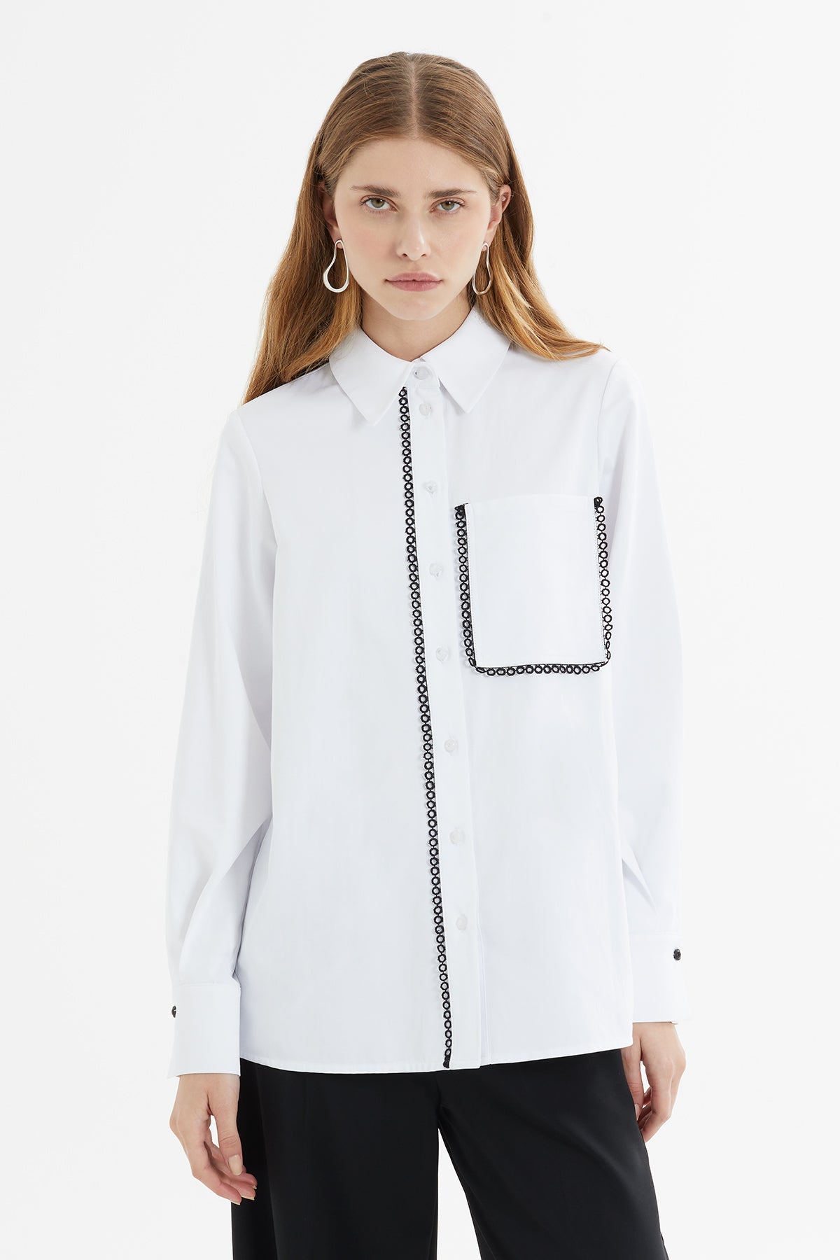 White Lace-Detail Shirt