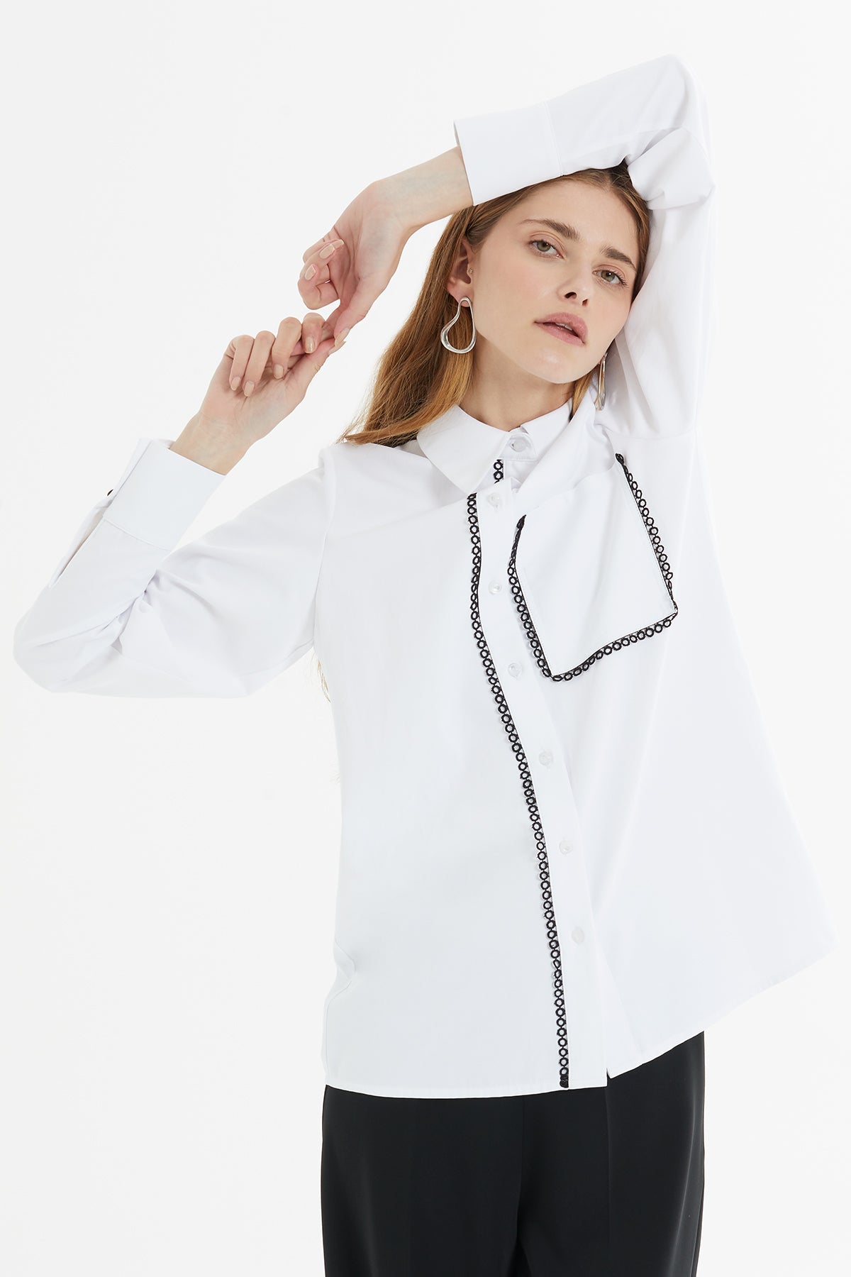 White Lace-Detail Shirt