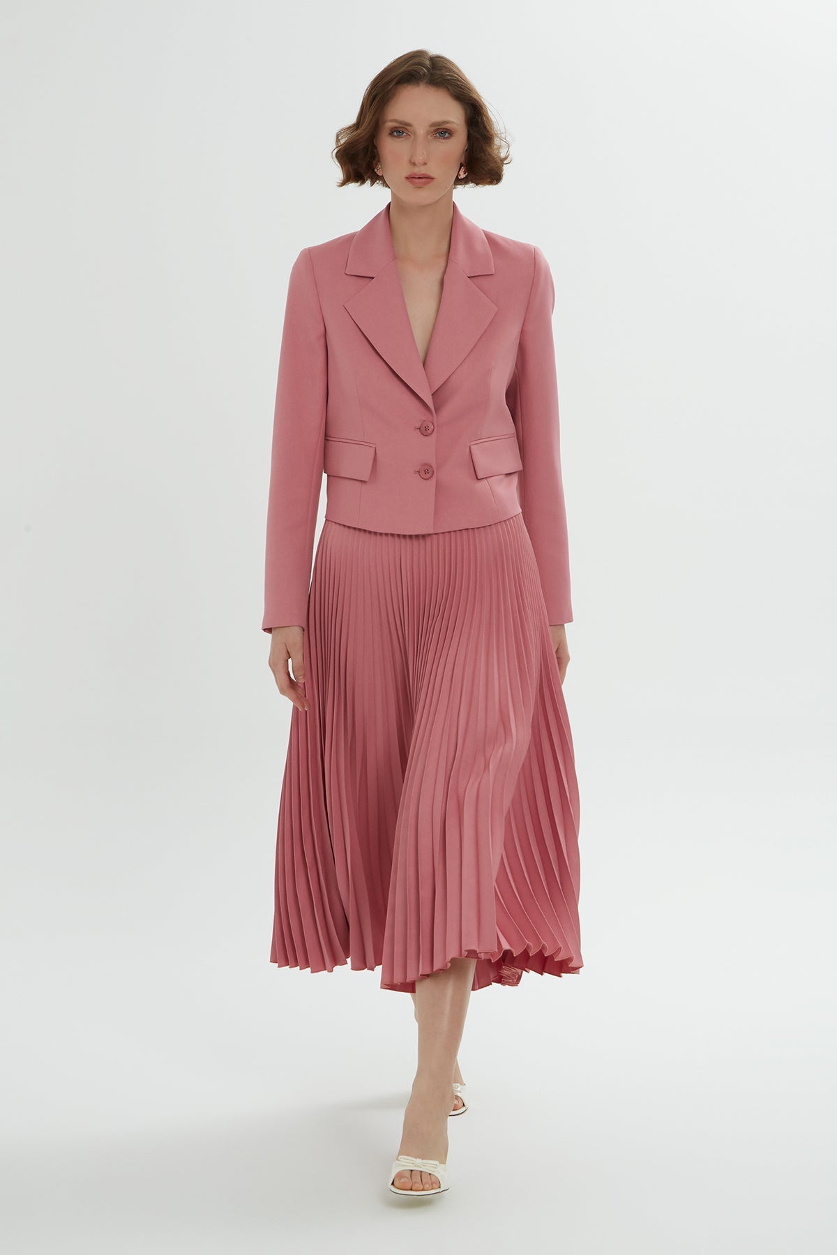 Pink Pleated Skirt Set