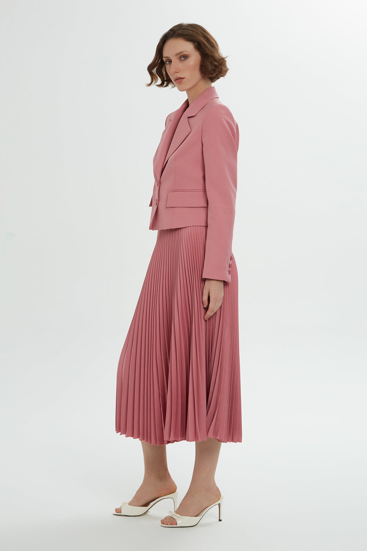 Pink Pleated Skirt Set