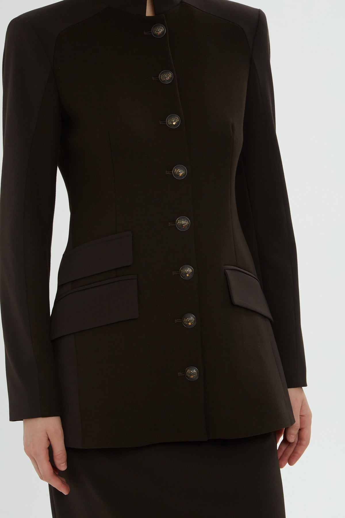 Brown Jacket Pencil Skirt Set