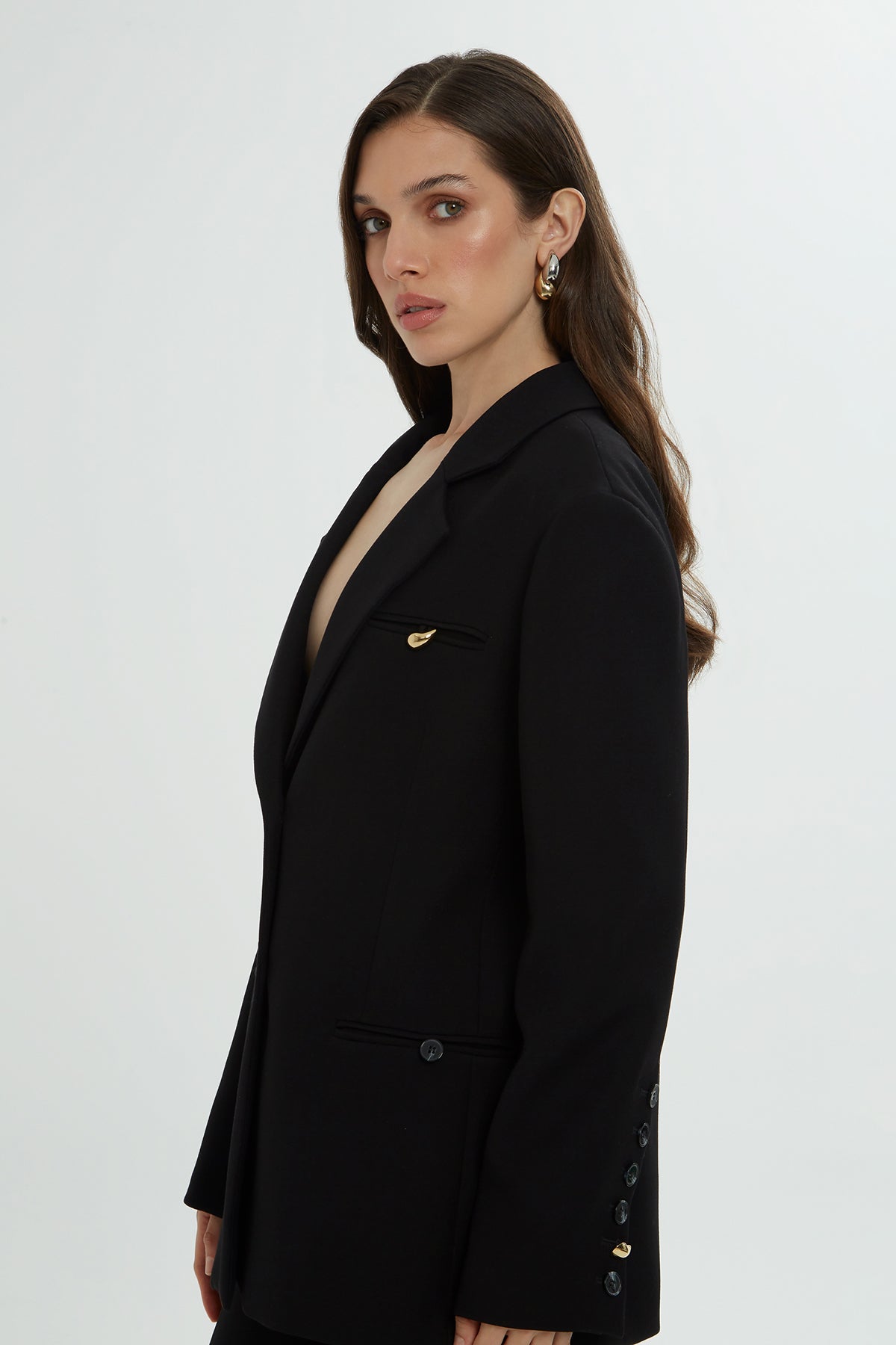 Black Pocket-Accessory Detail Jacket