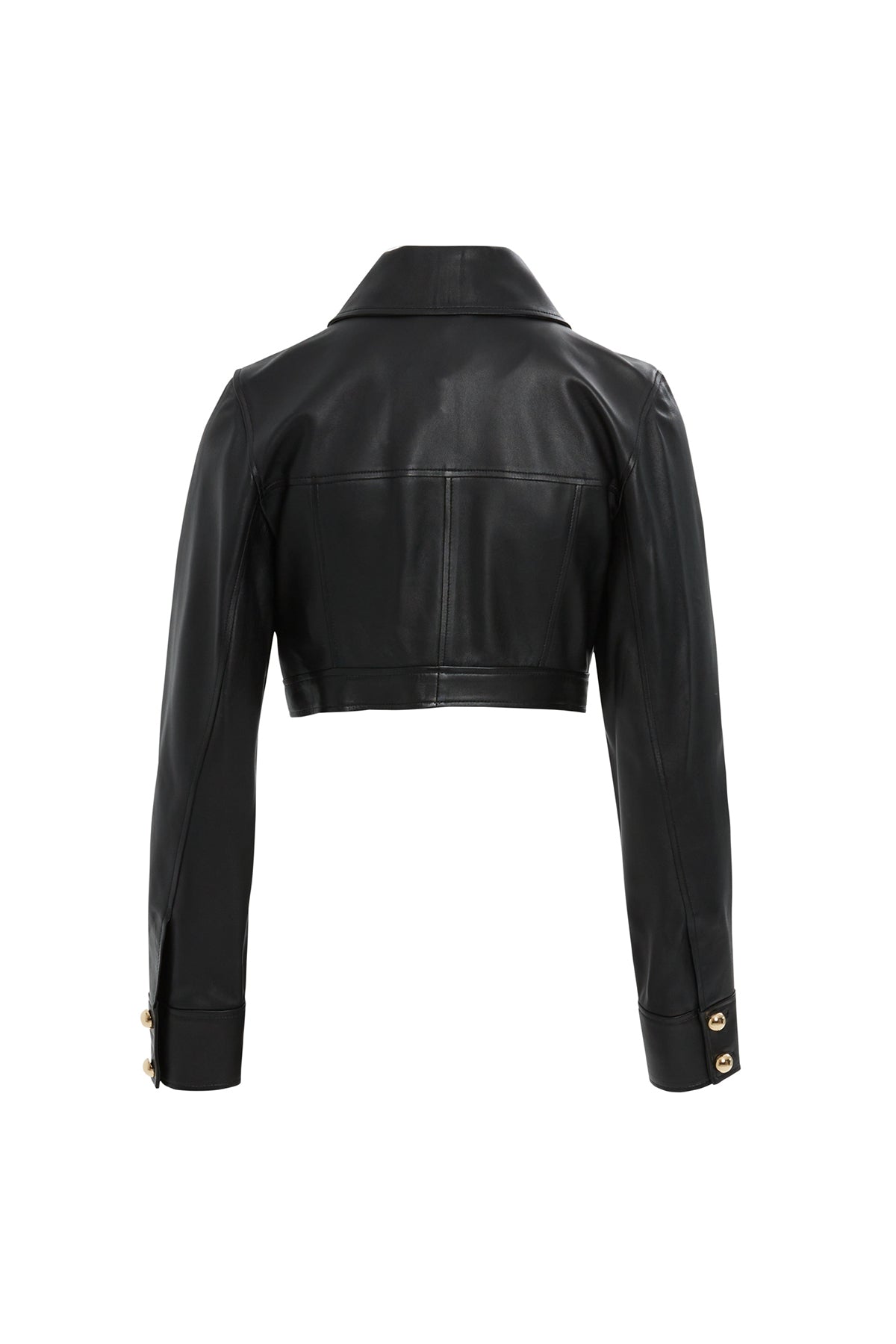 Button Detail Short  Leather Jacket