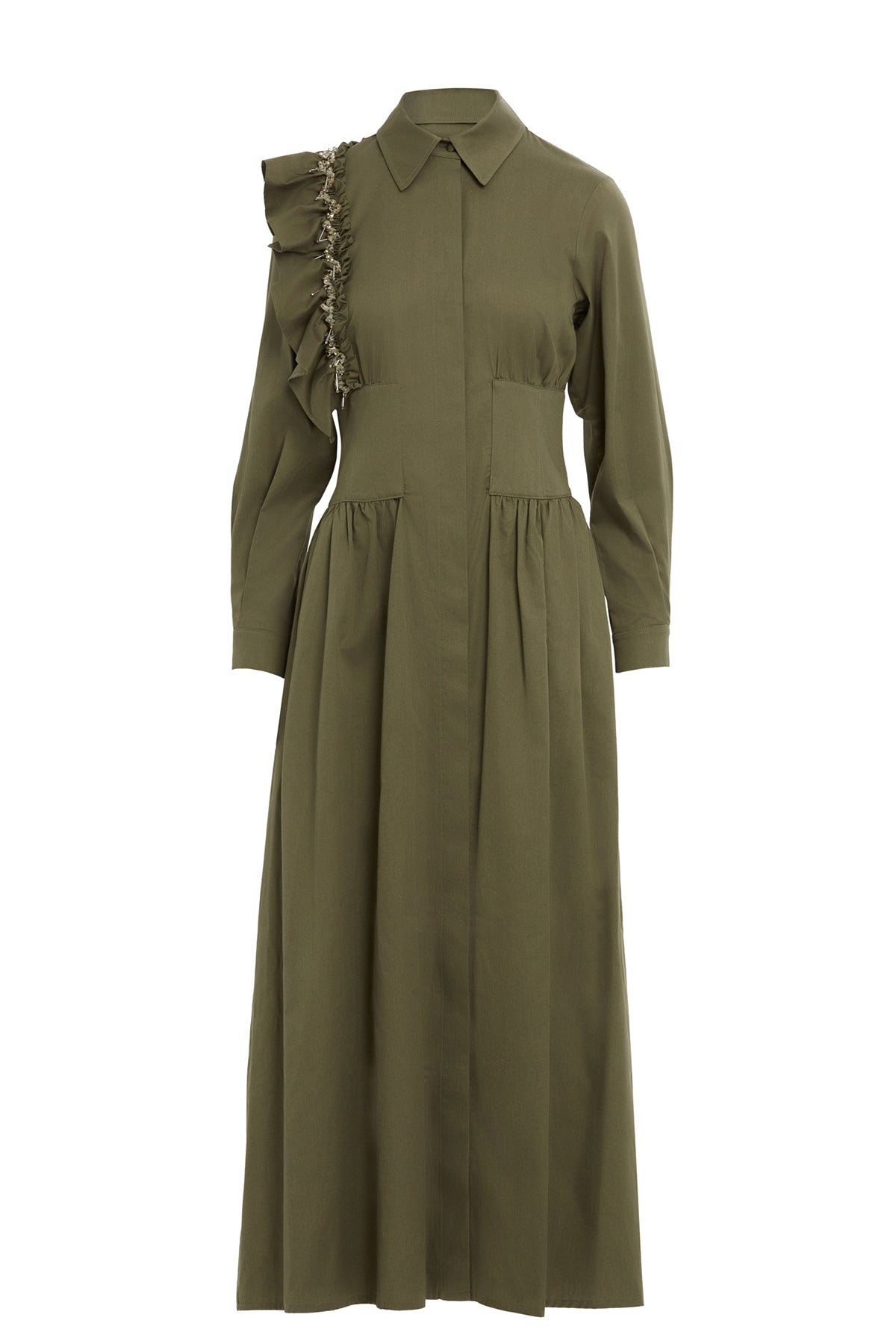 Green Pleated Midi Dress