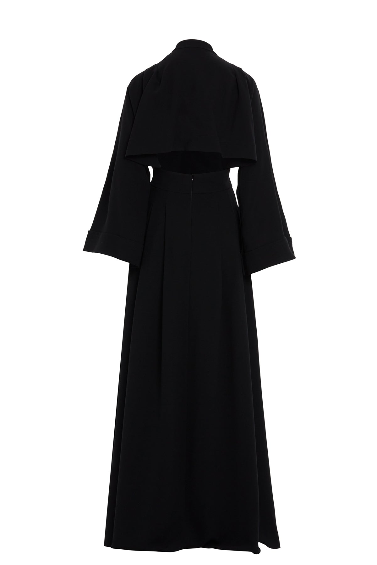 Black Belted Long-Sleeve Maxi Dress