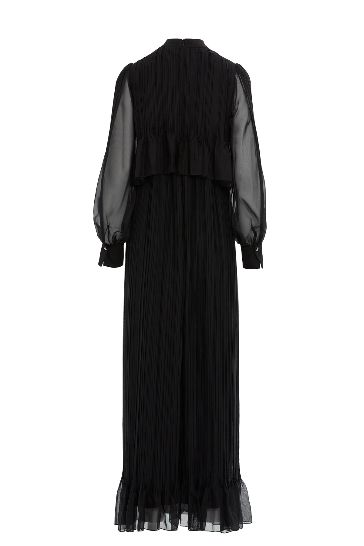 Black Embroidered-Collar Maxi Dress