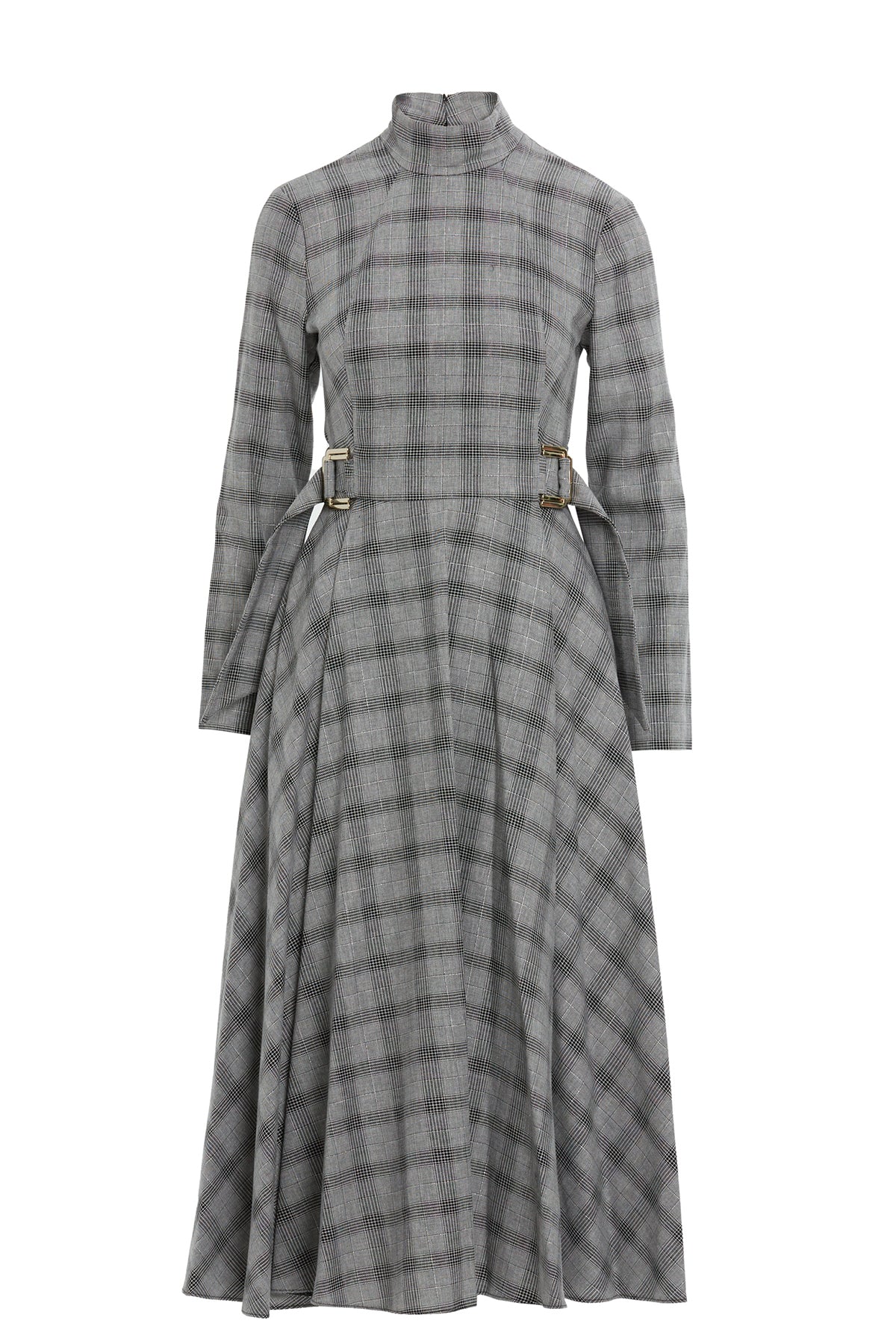 Grey Midi High Collar Dress