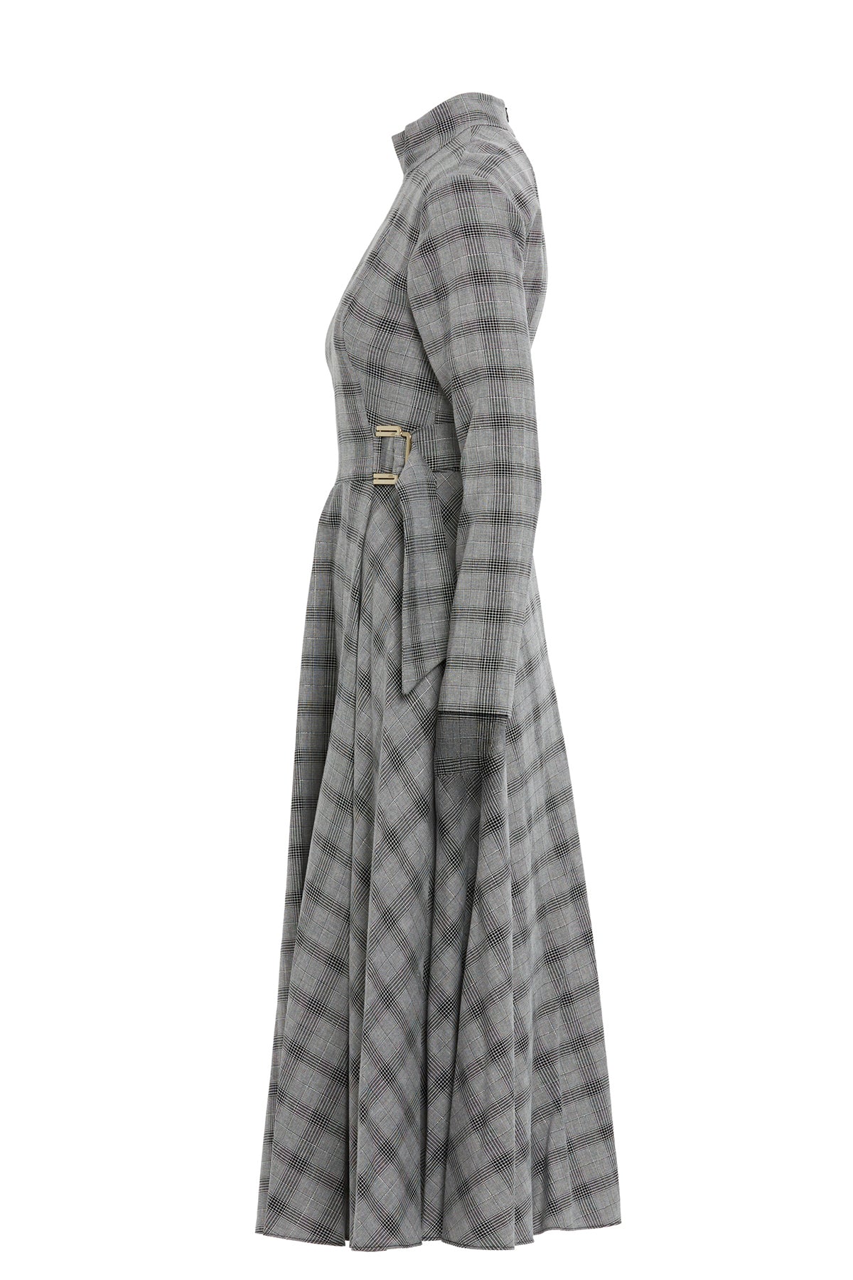 Grey Midi High Collar Dress