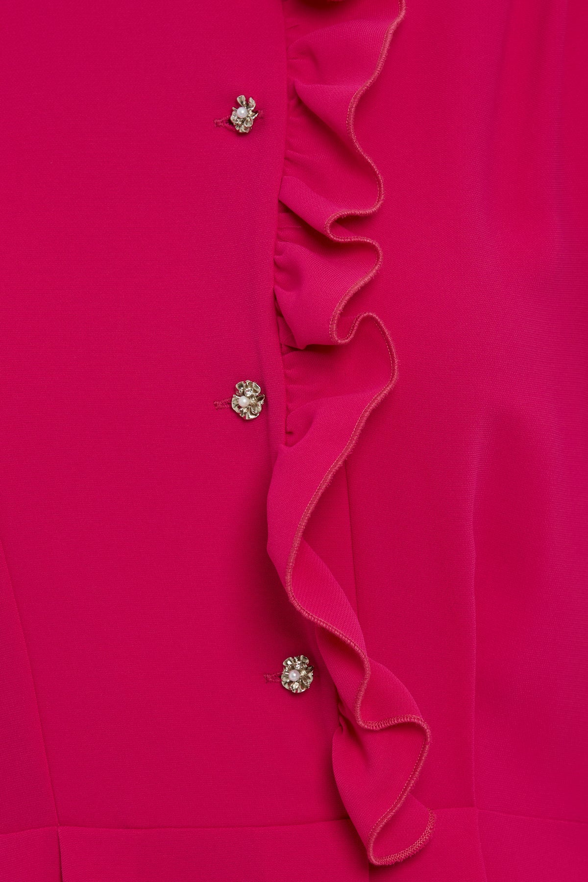 Pink Ruffle-Detail Midi Dress