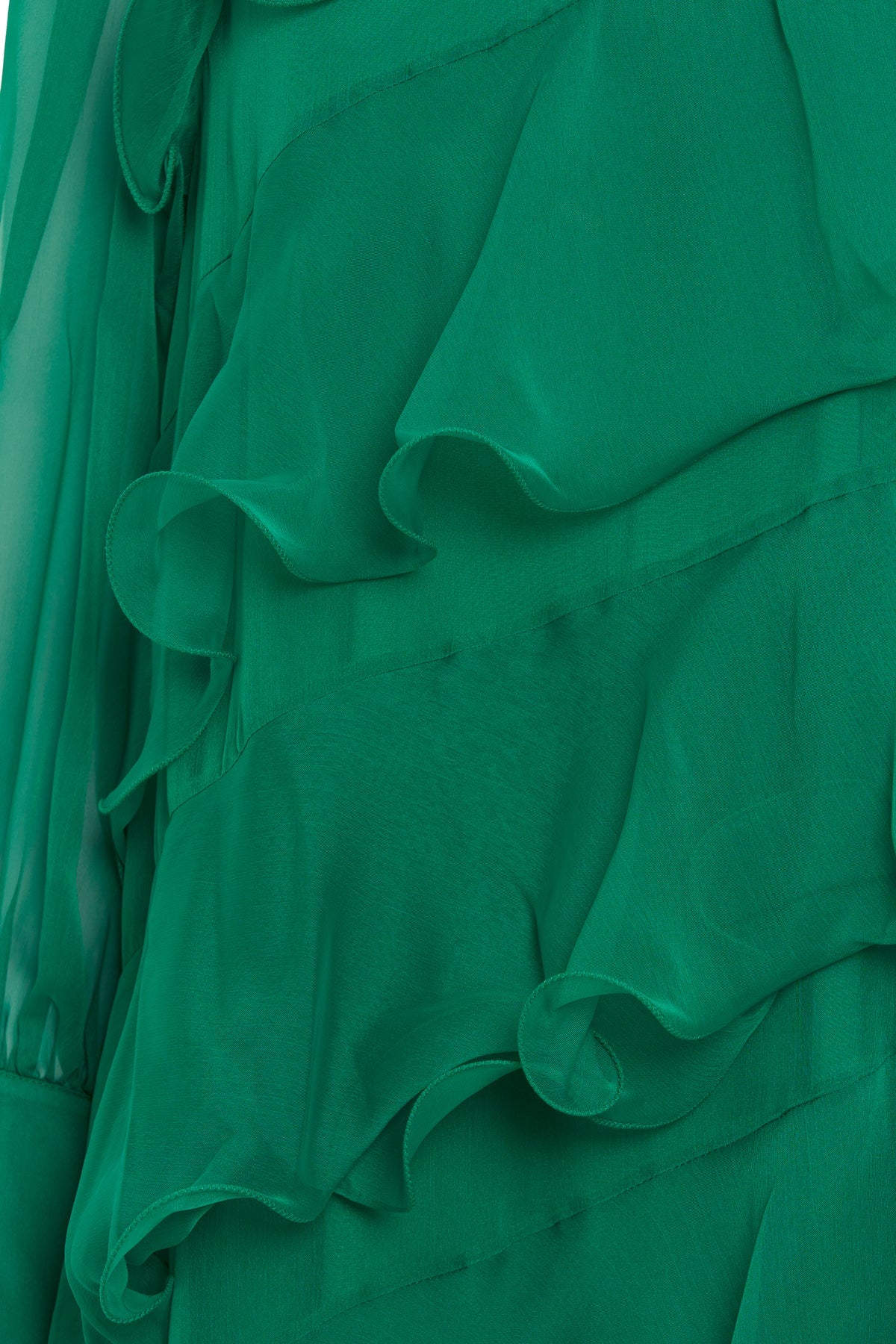 Green Asymmetric Ruffled Maxi Dress