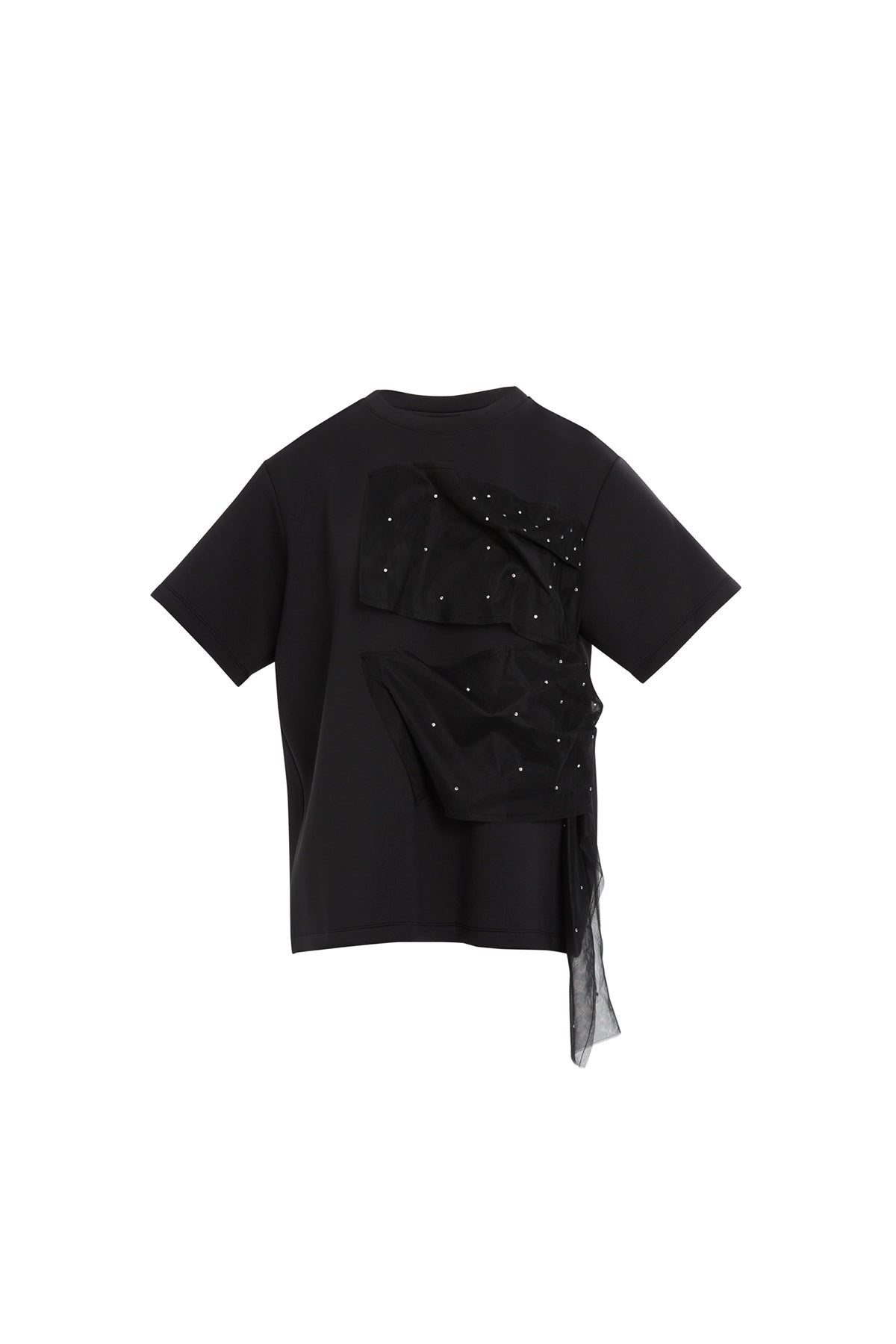 Black Tulle Detail T-Shirt