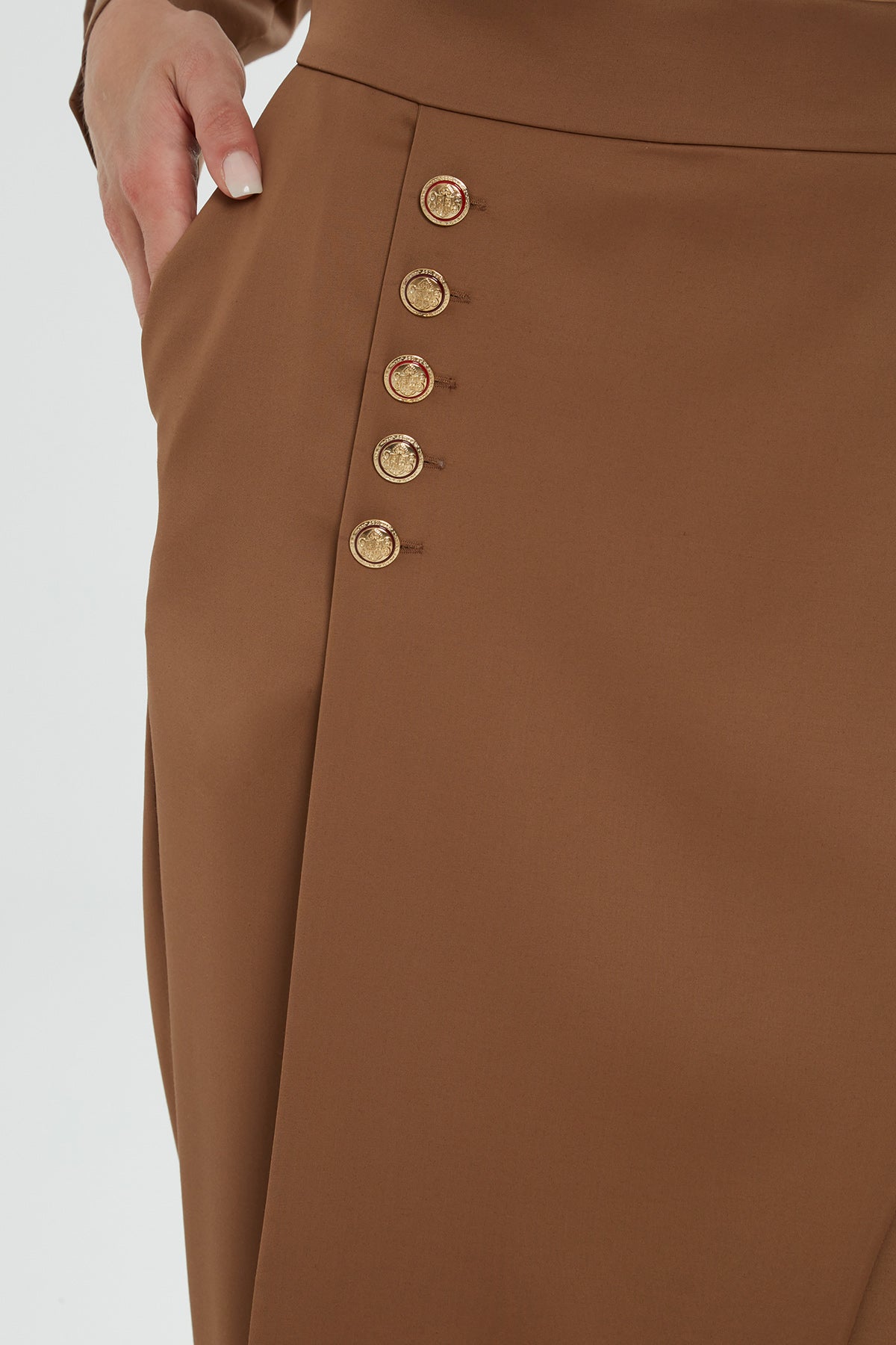 Brown High-Waisted Asymmetric Trousers