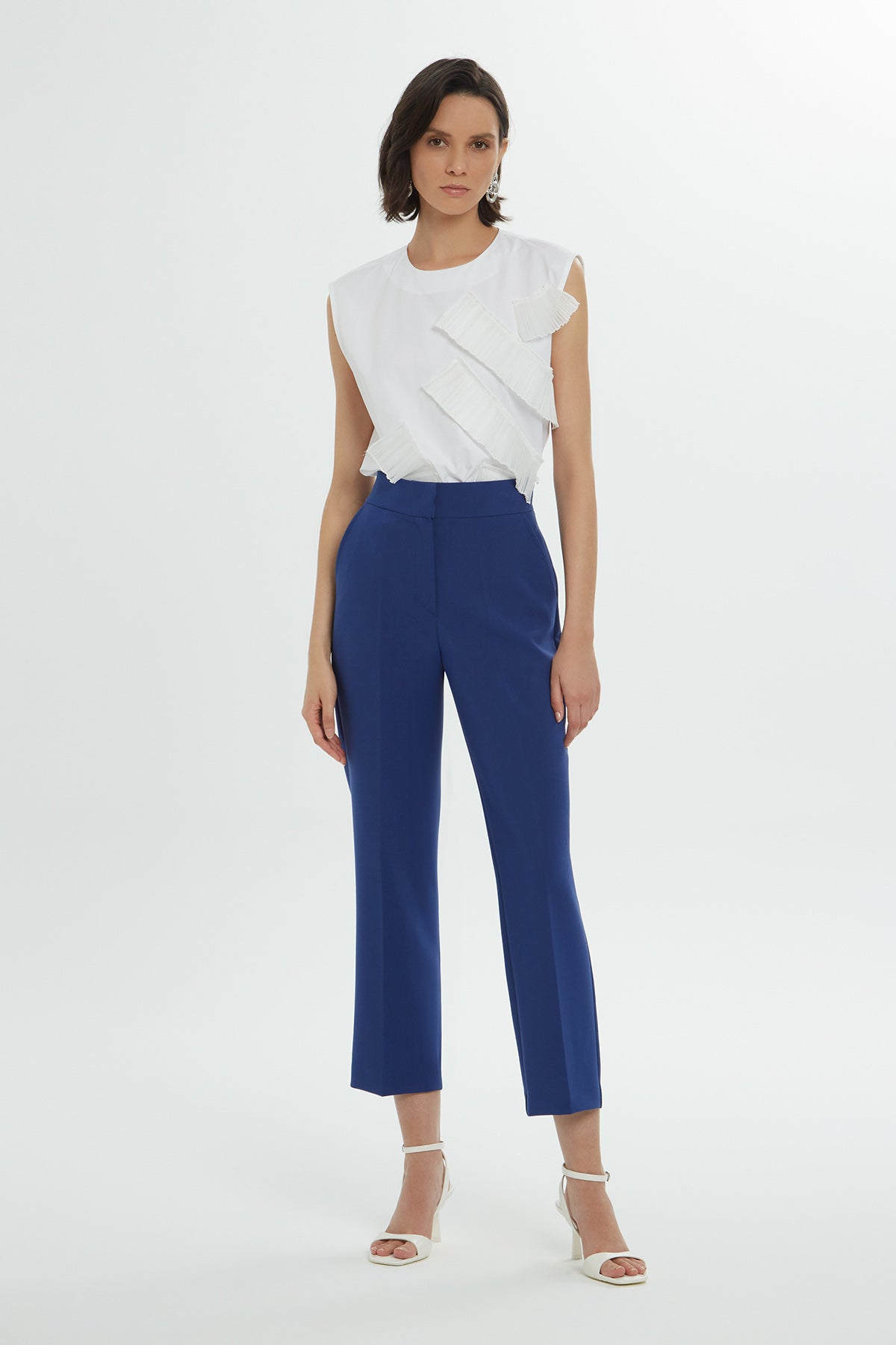 Blue Classic Pleated Pants