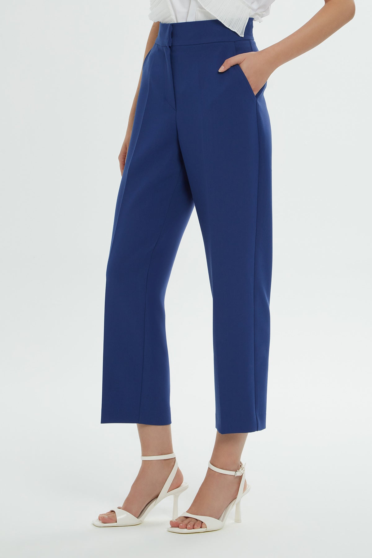 Blue Classic Pleated Pants