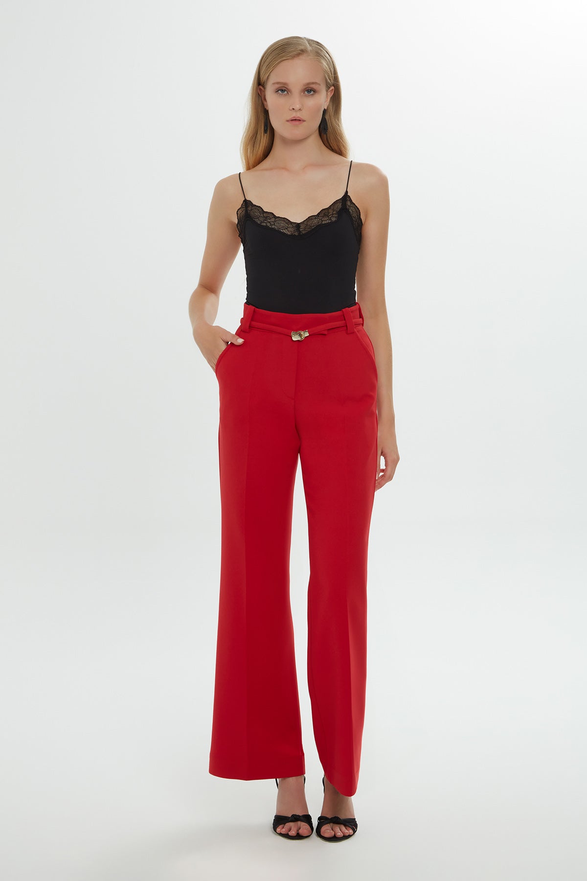Red Palazzo Trousers