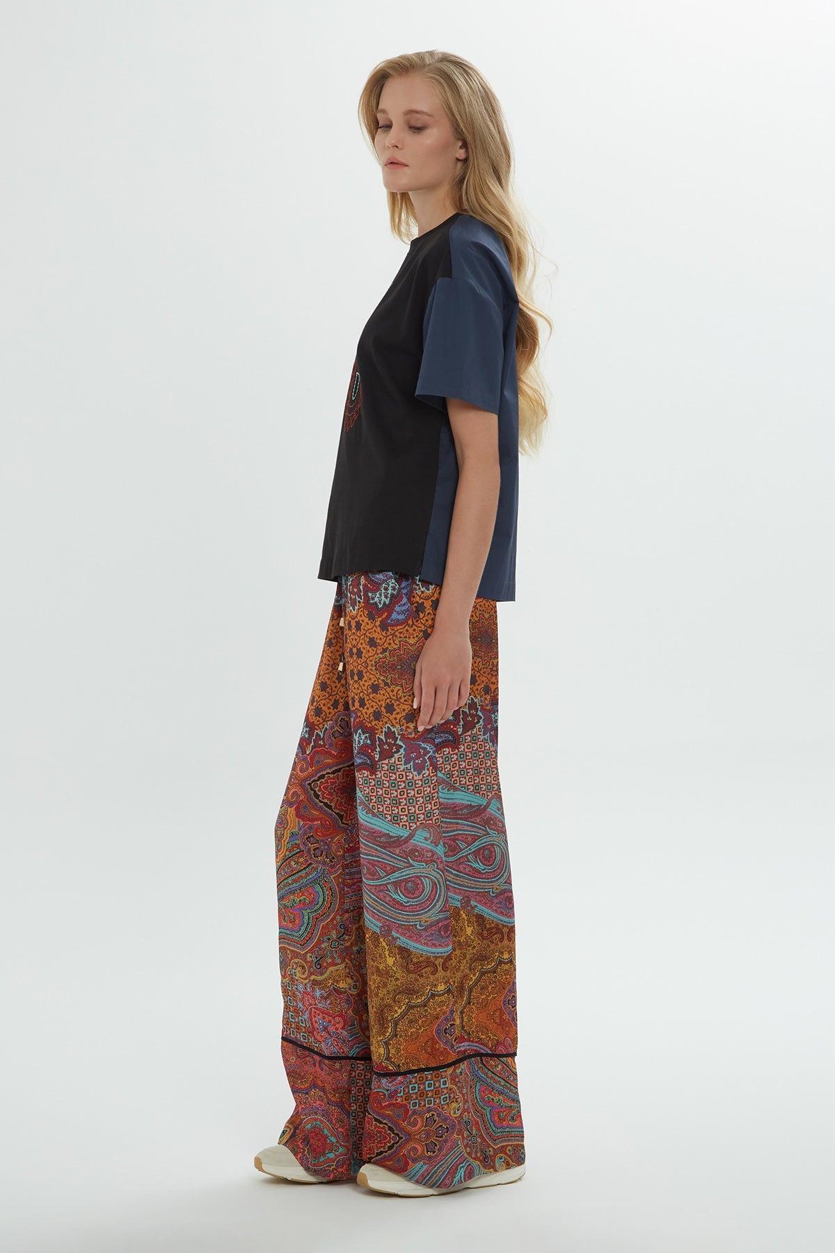 Black Paisley Embroidered T-Shirt