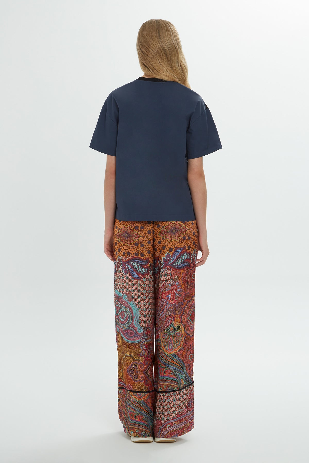 Black Paisley Embroidered T-Shirt