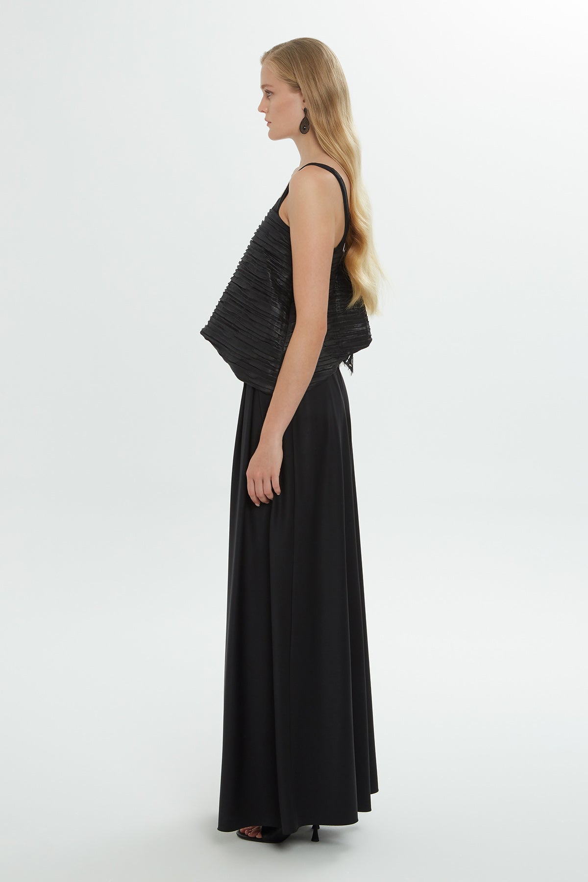 Black Thick-Strap Lace Detail Blouse