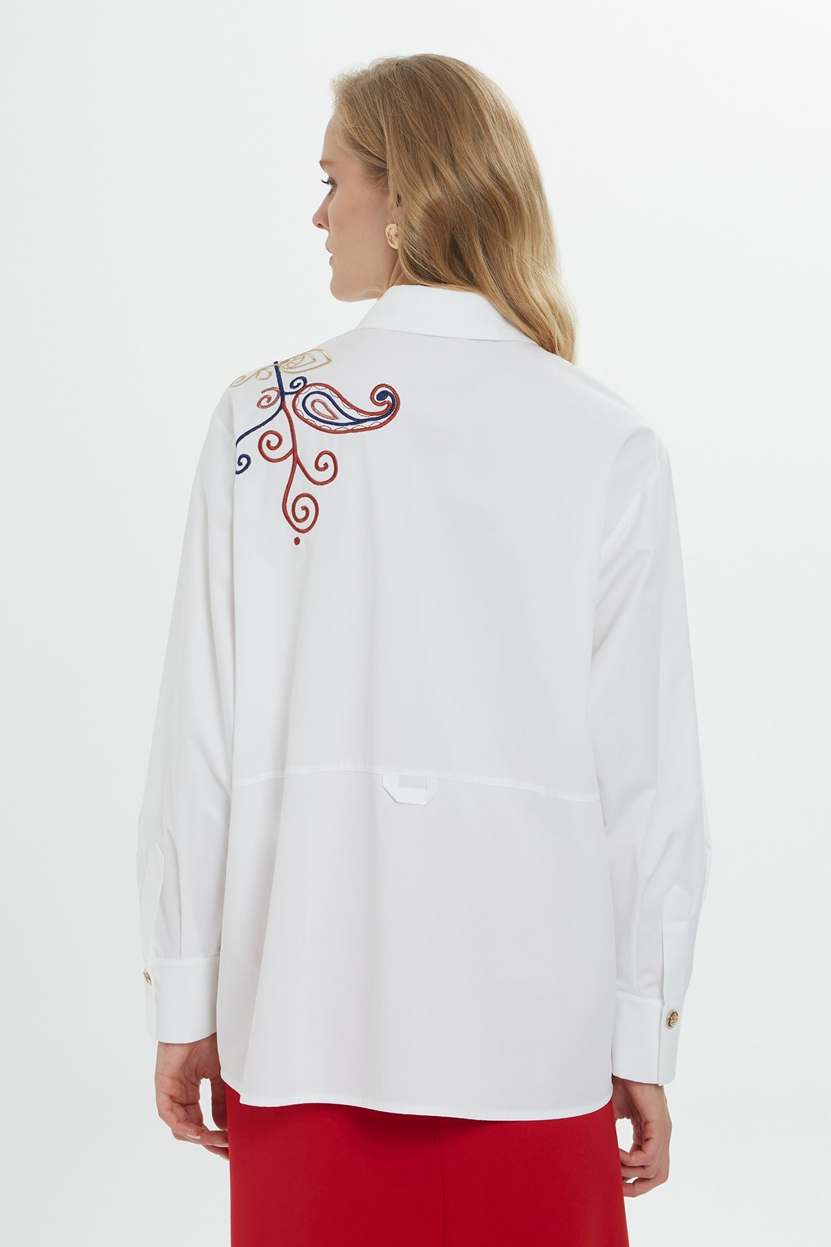 White Embroidered Cotton Shirt