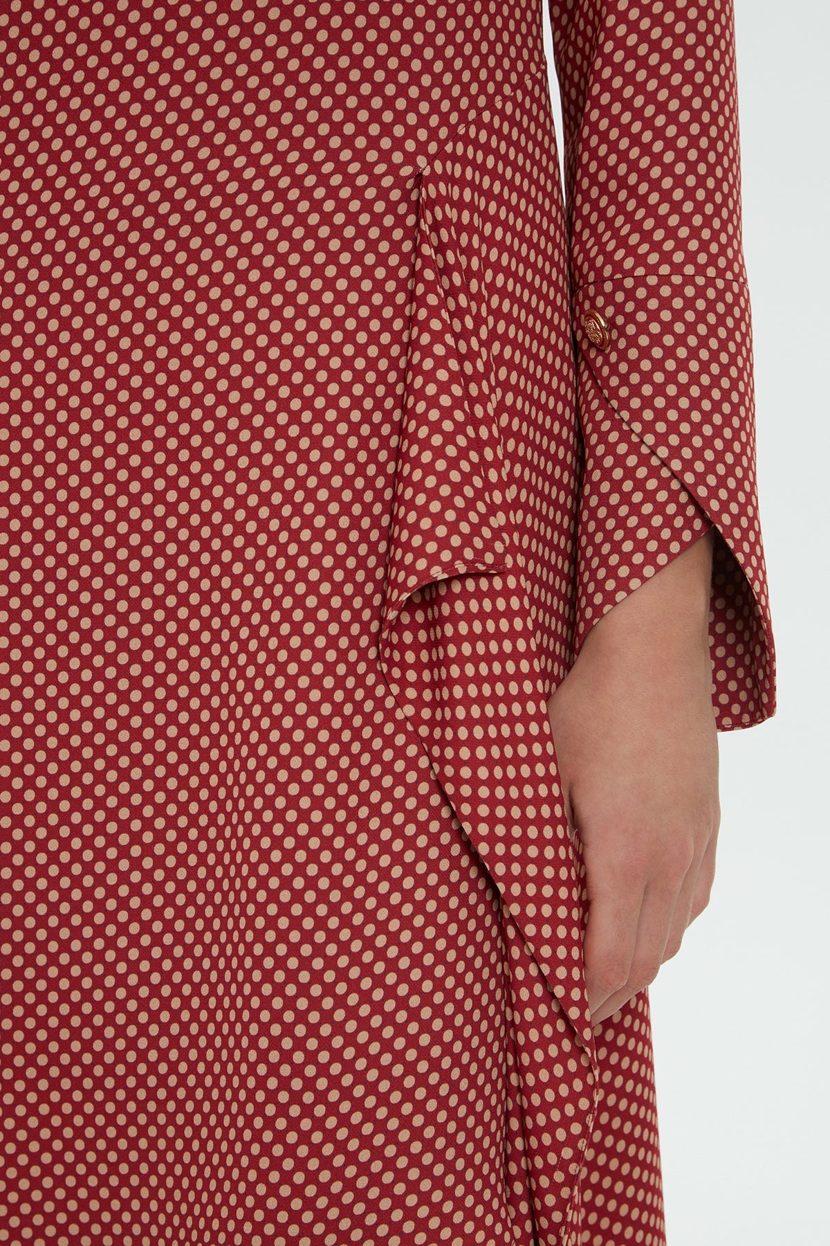 Red Polka Dot Asymmetric Midi Dress