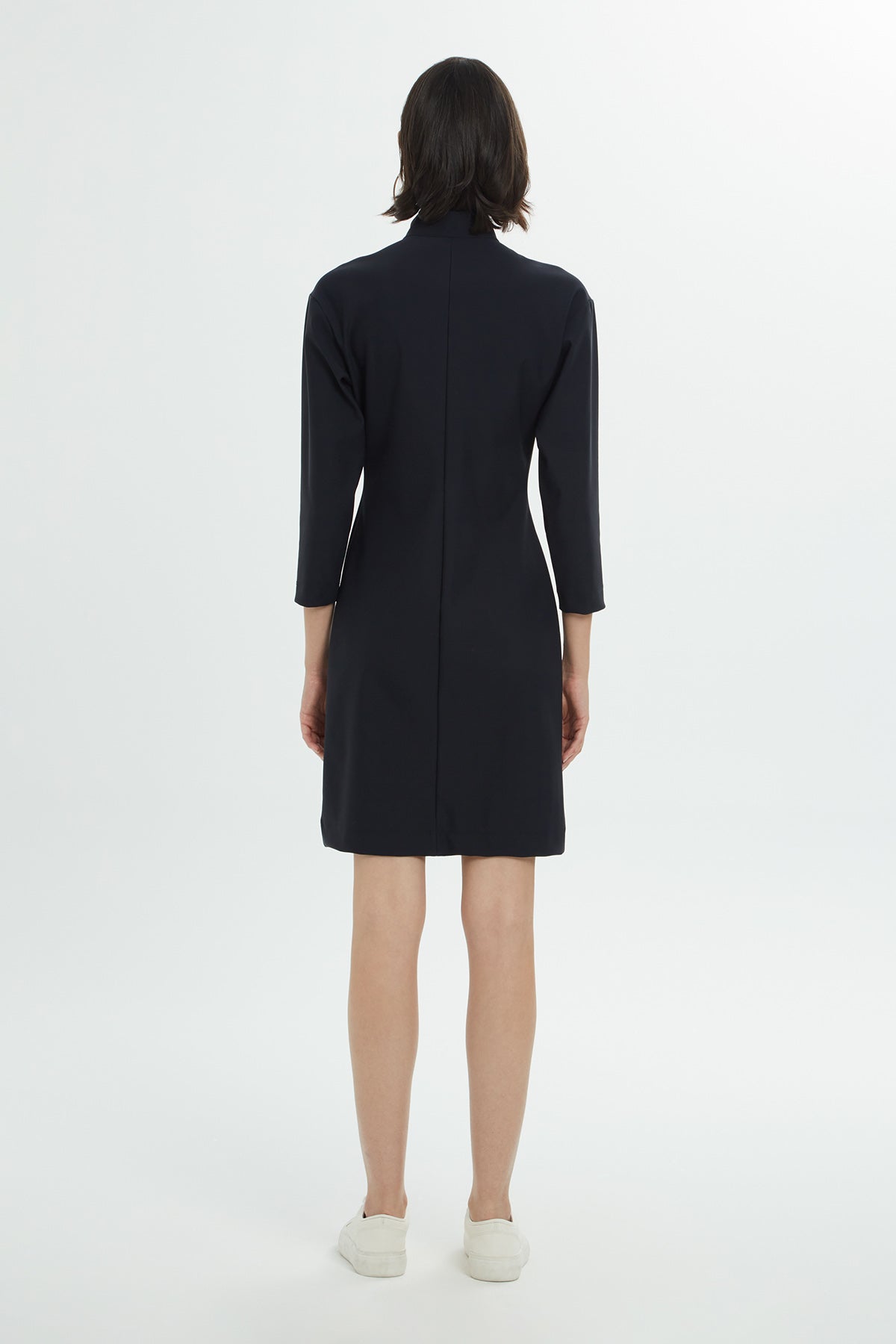 Navy Zip-Front Mini Dress