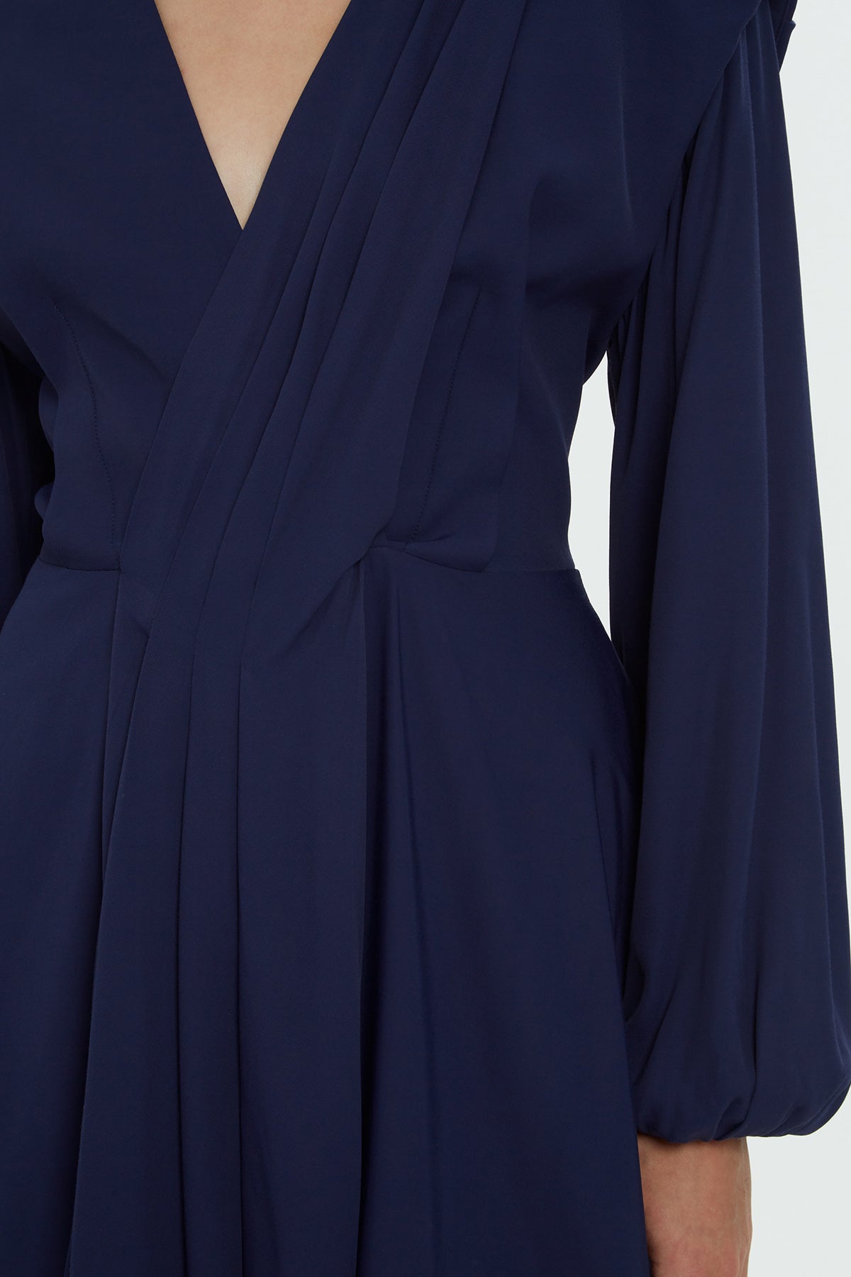 Navy V-Neck Midi Dress