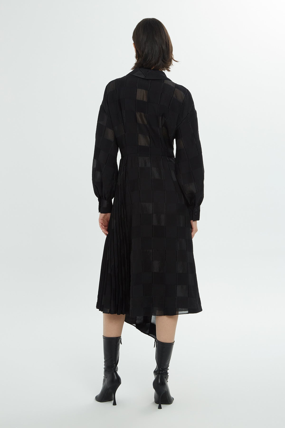 Black Patterned Midi Dress