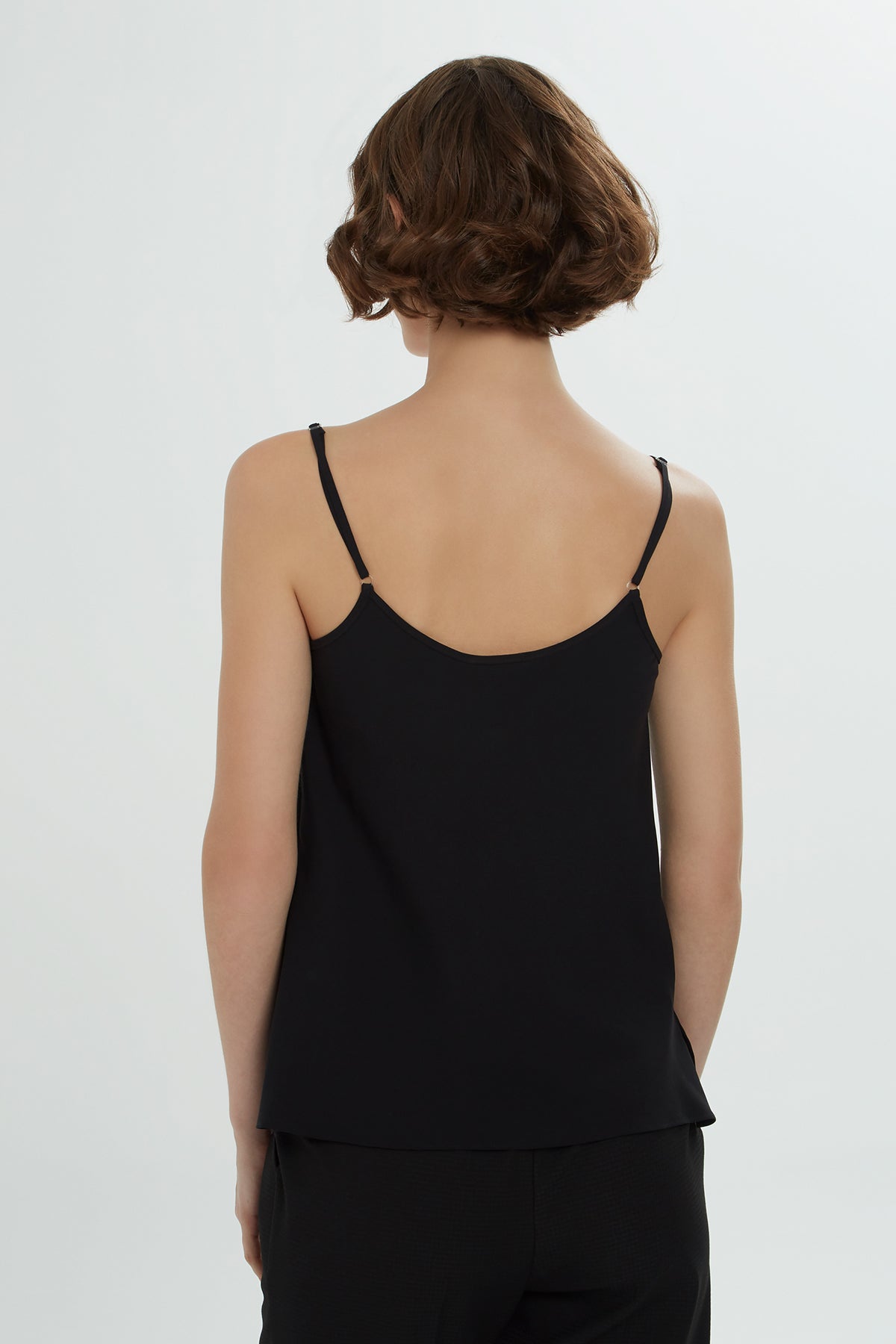 Black Drape Neck Strappy Blouse