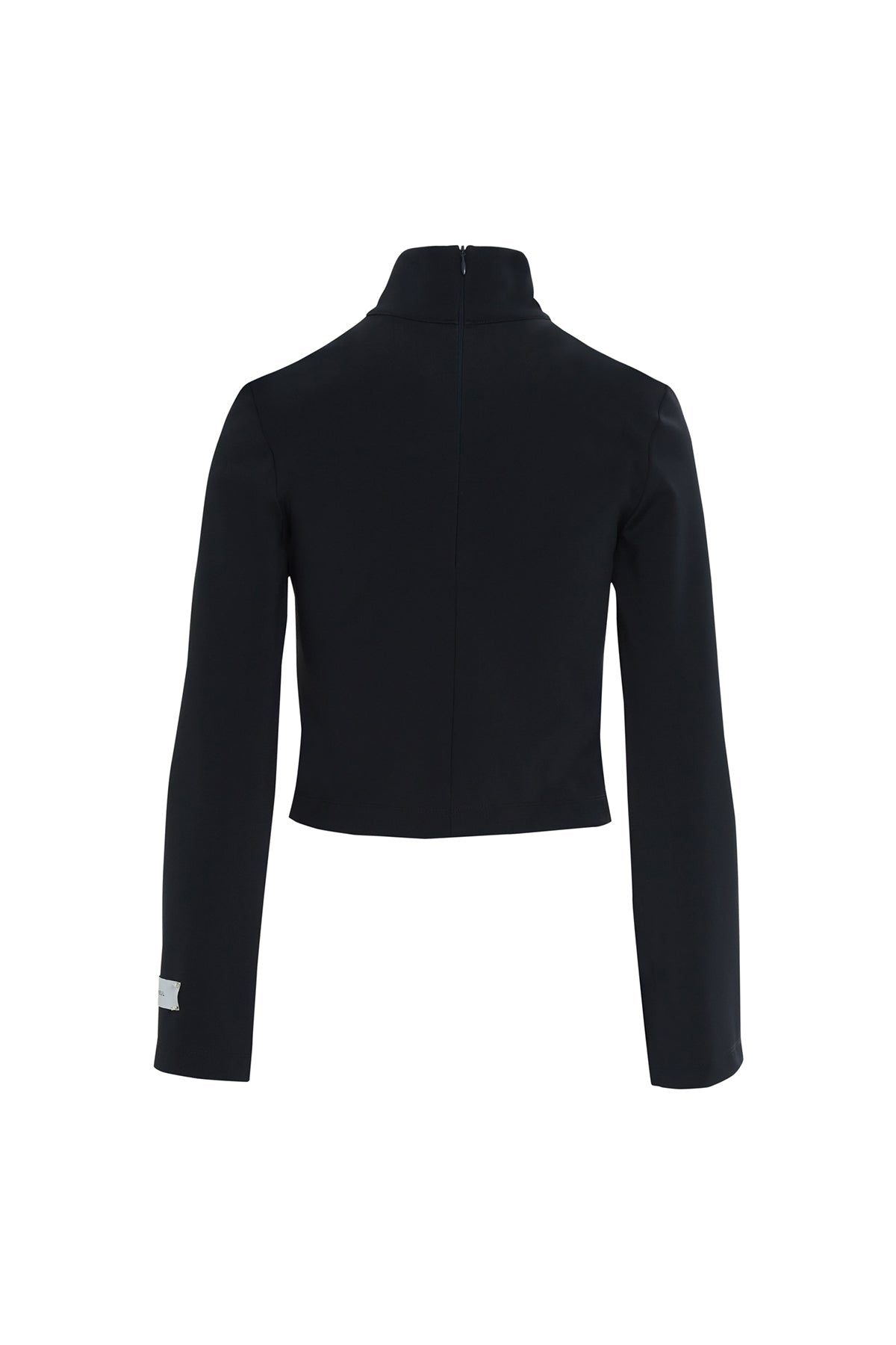 Navy Asymmetric High-Neck Crop Top