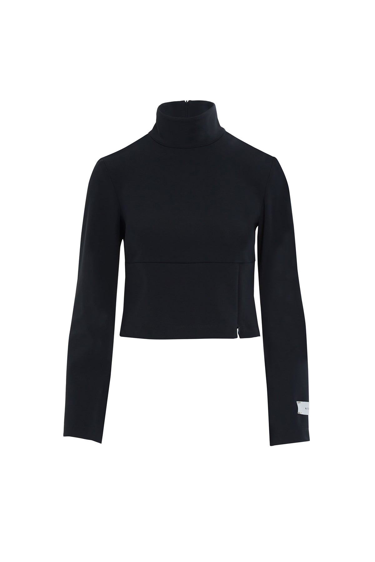 Navy Asymmetric High-Neck Crop Top