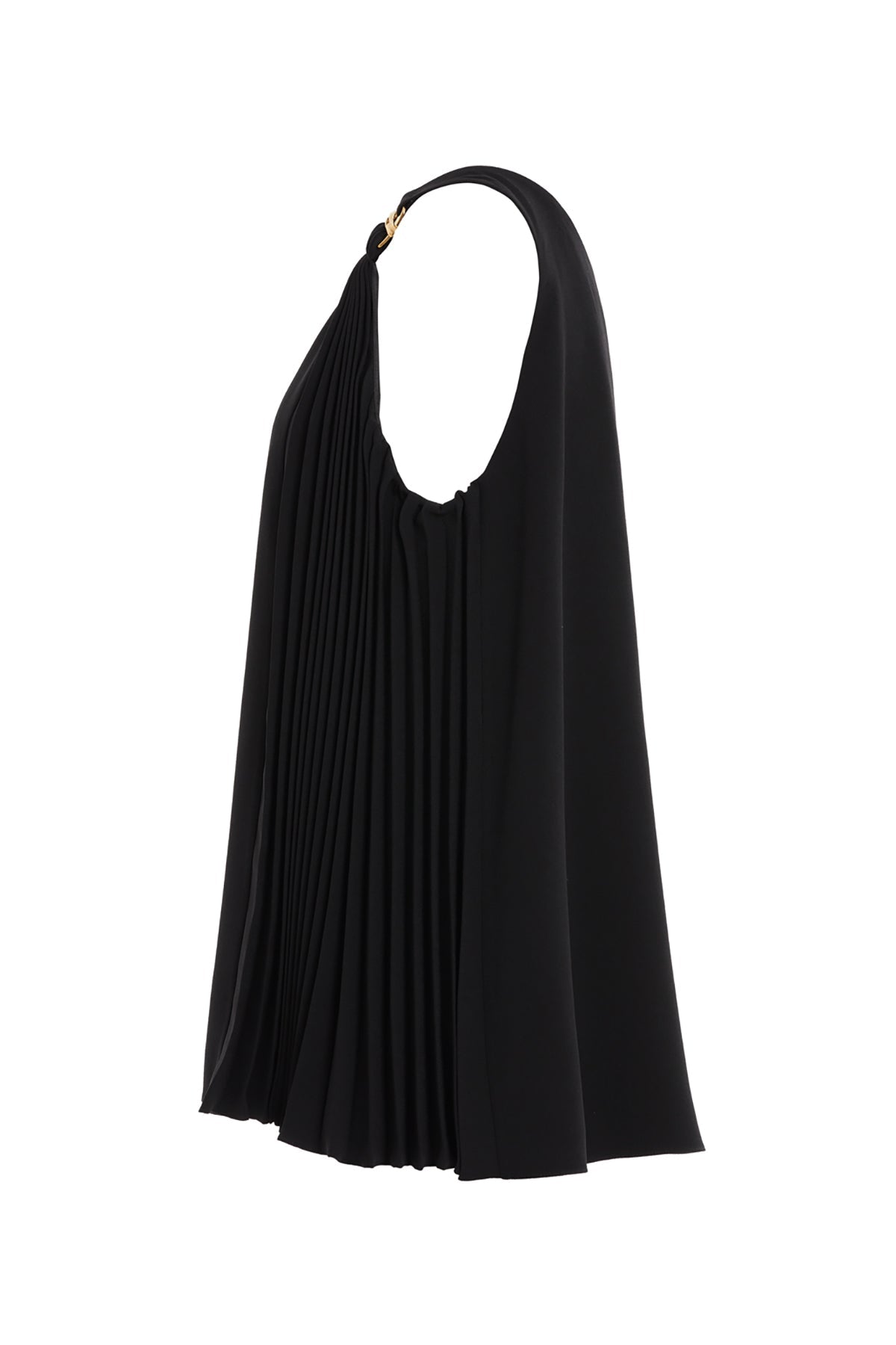 Black Back-Tie Slit Pocket Long Blouse