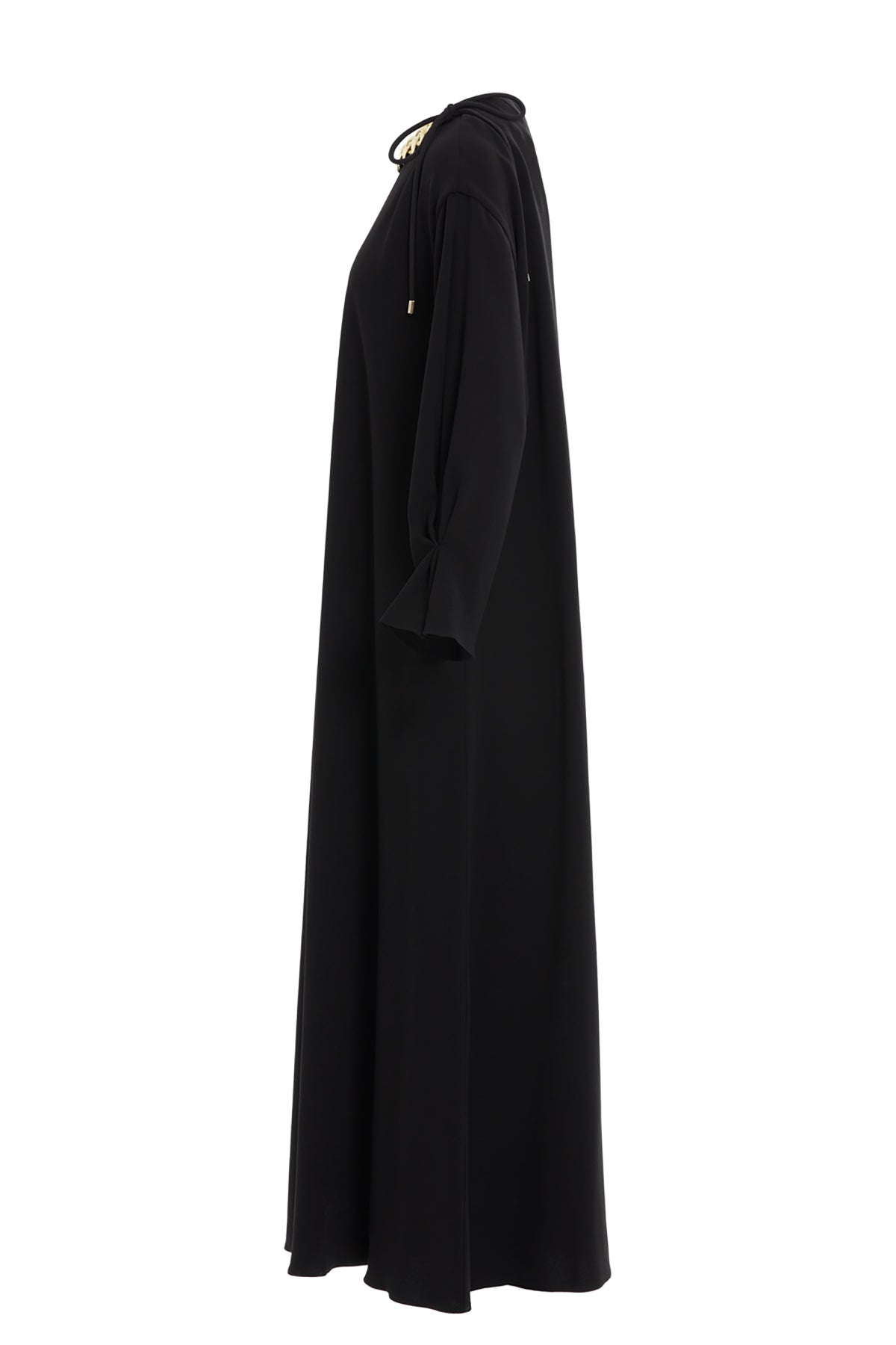 Black Accessory-Detail Midi Dress