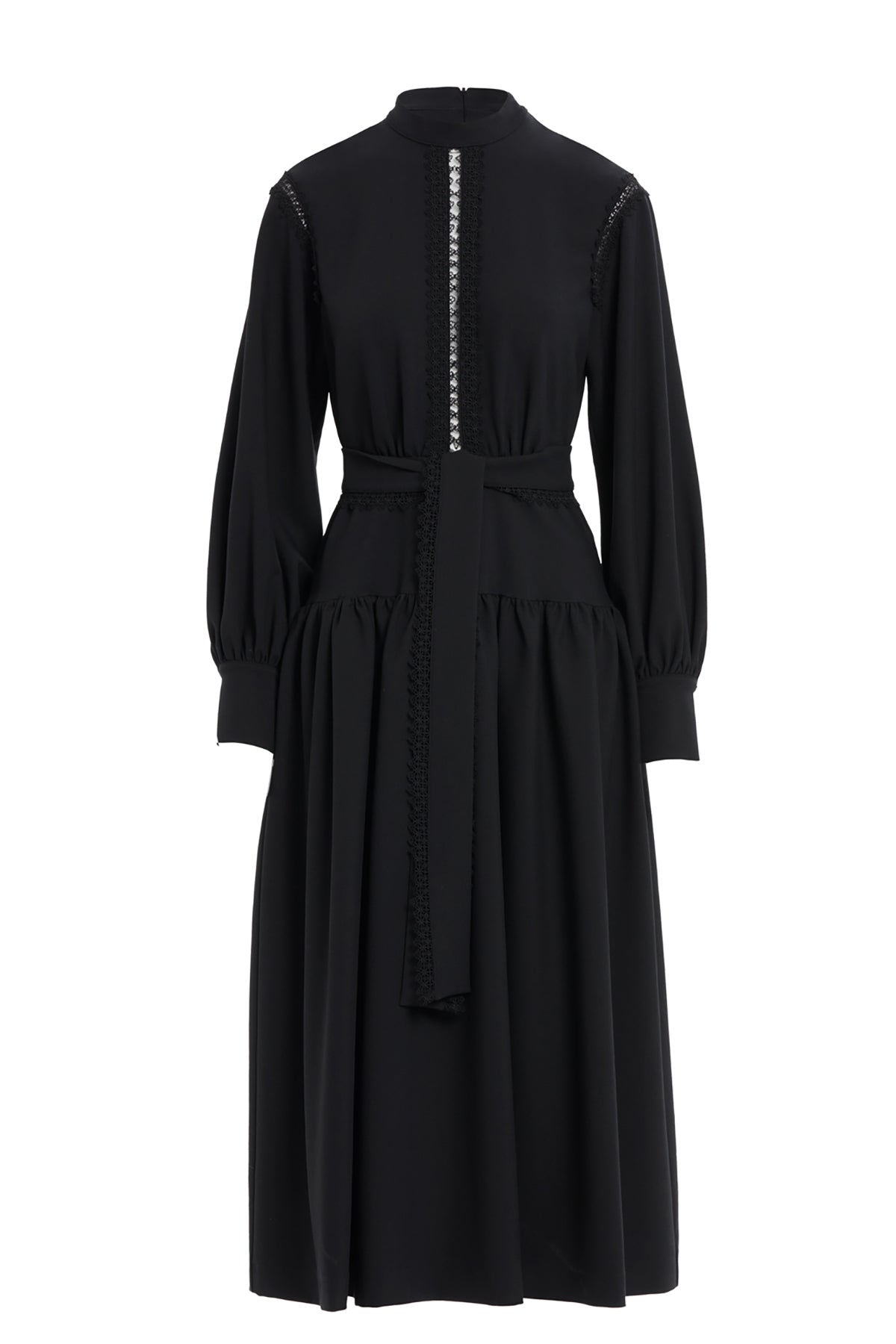 Black Stripe-Detail Midi Dress