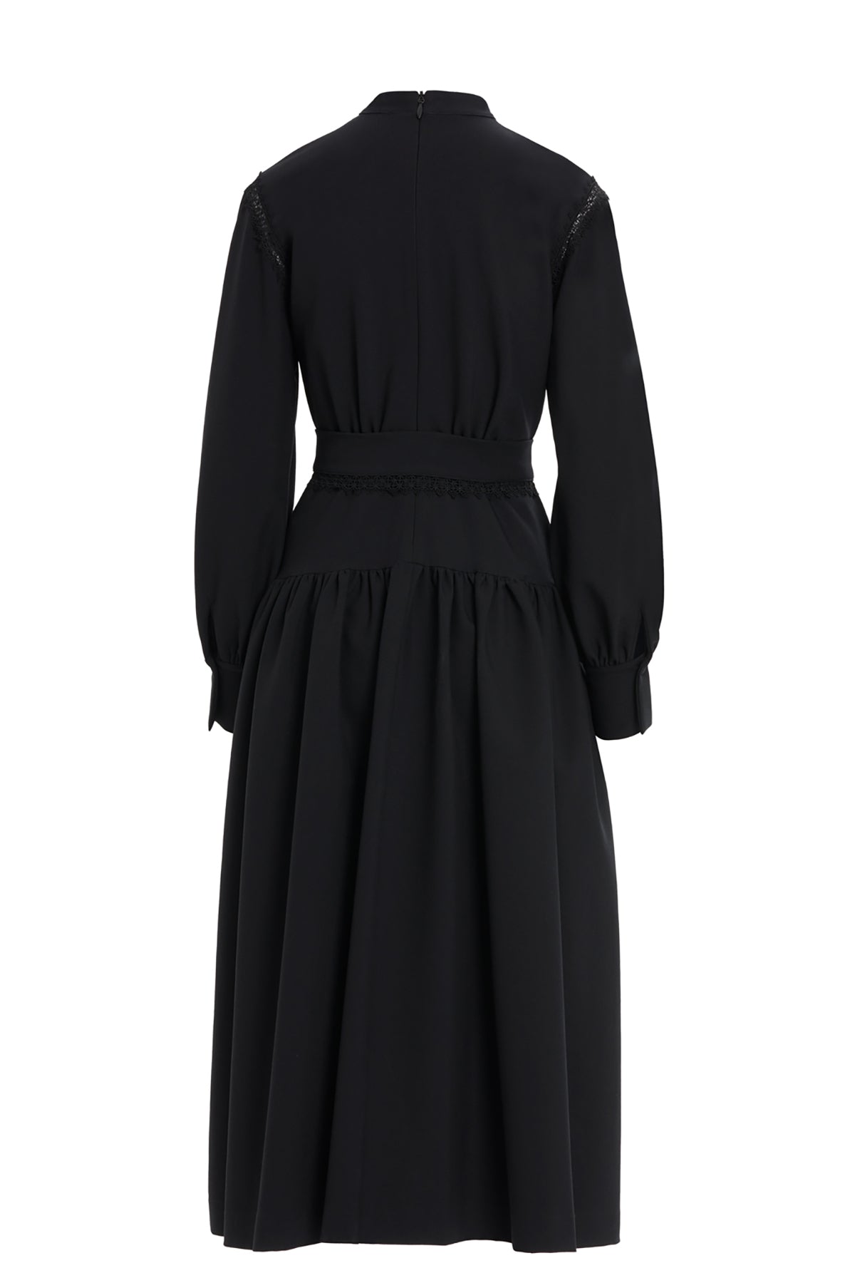 Black Stripe-Detail Midi Dress