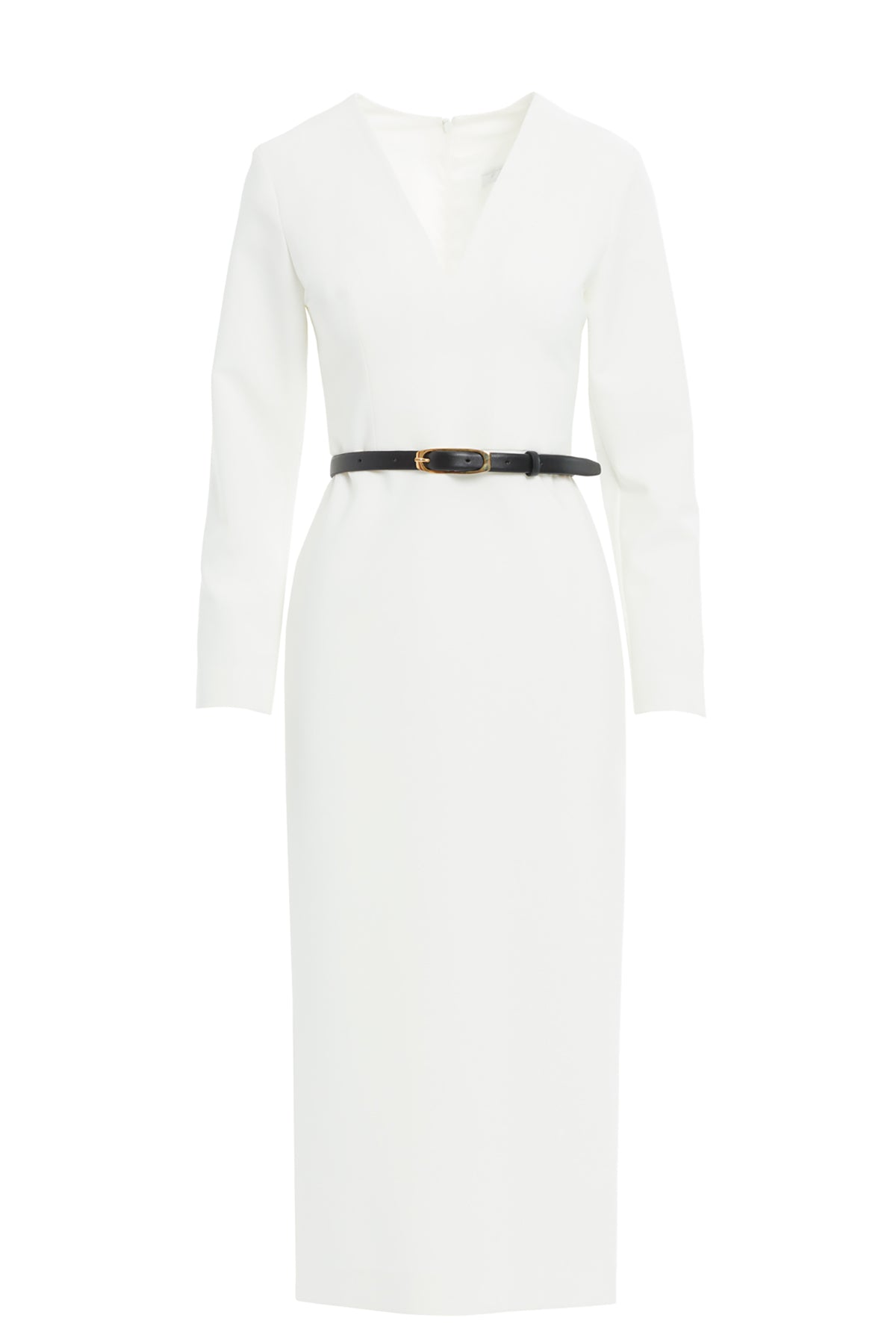 Ecru Midi V-Neck Dress