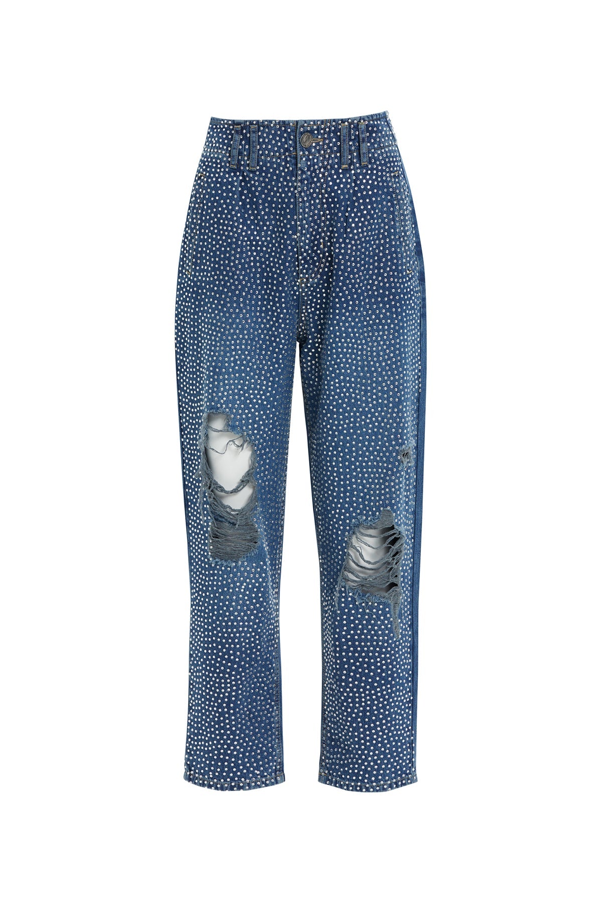 Faded Jacron Detailed Mom Jeans