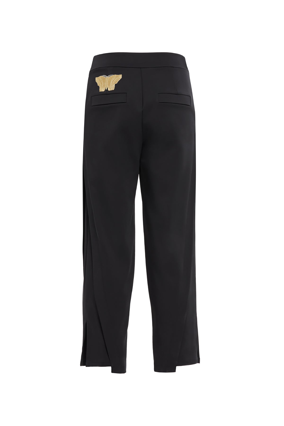 Black Butterfly Embroidered Pants