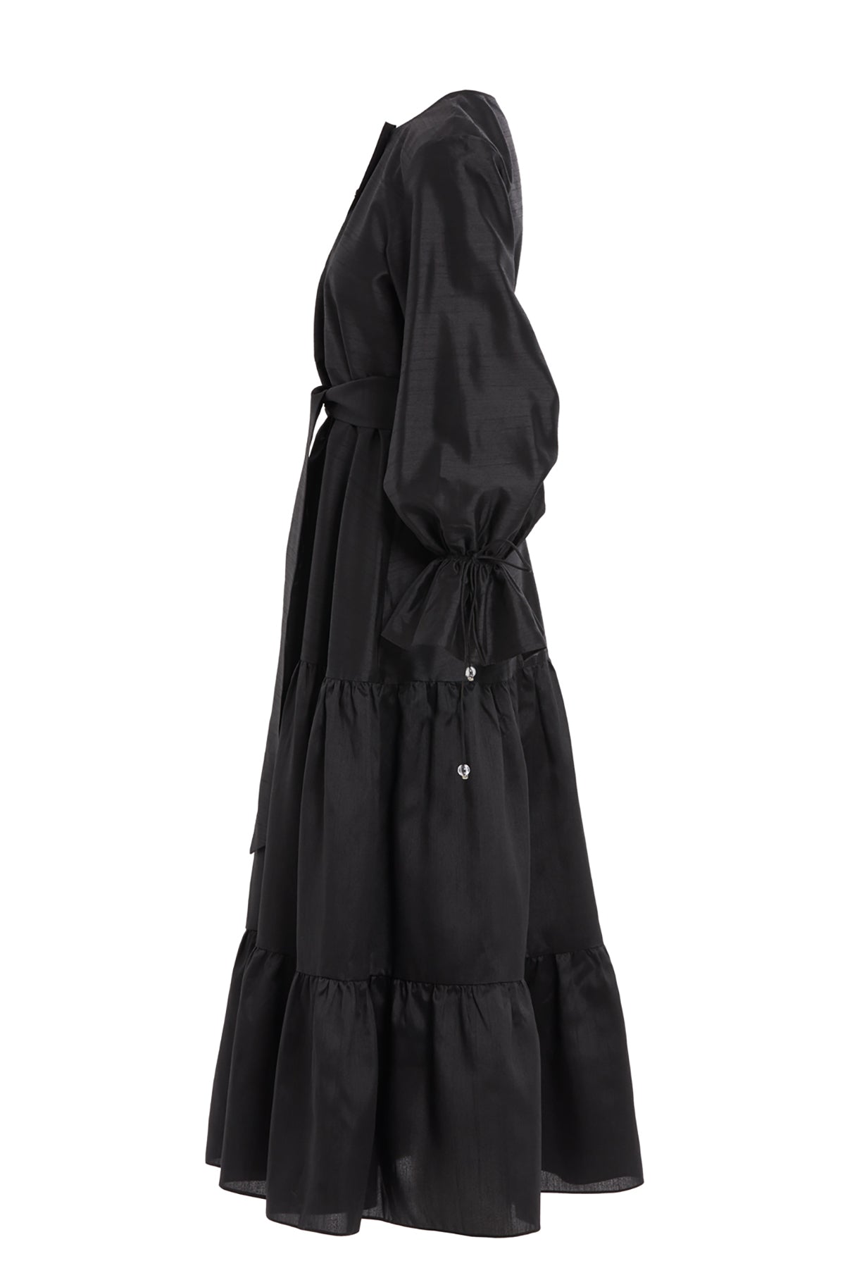 Black Sash-Detail Maxi Dress