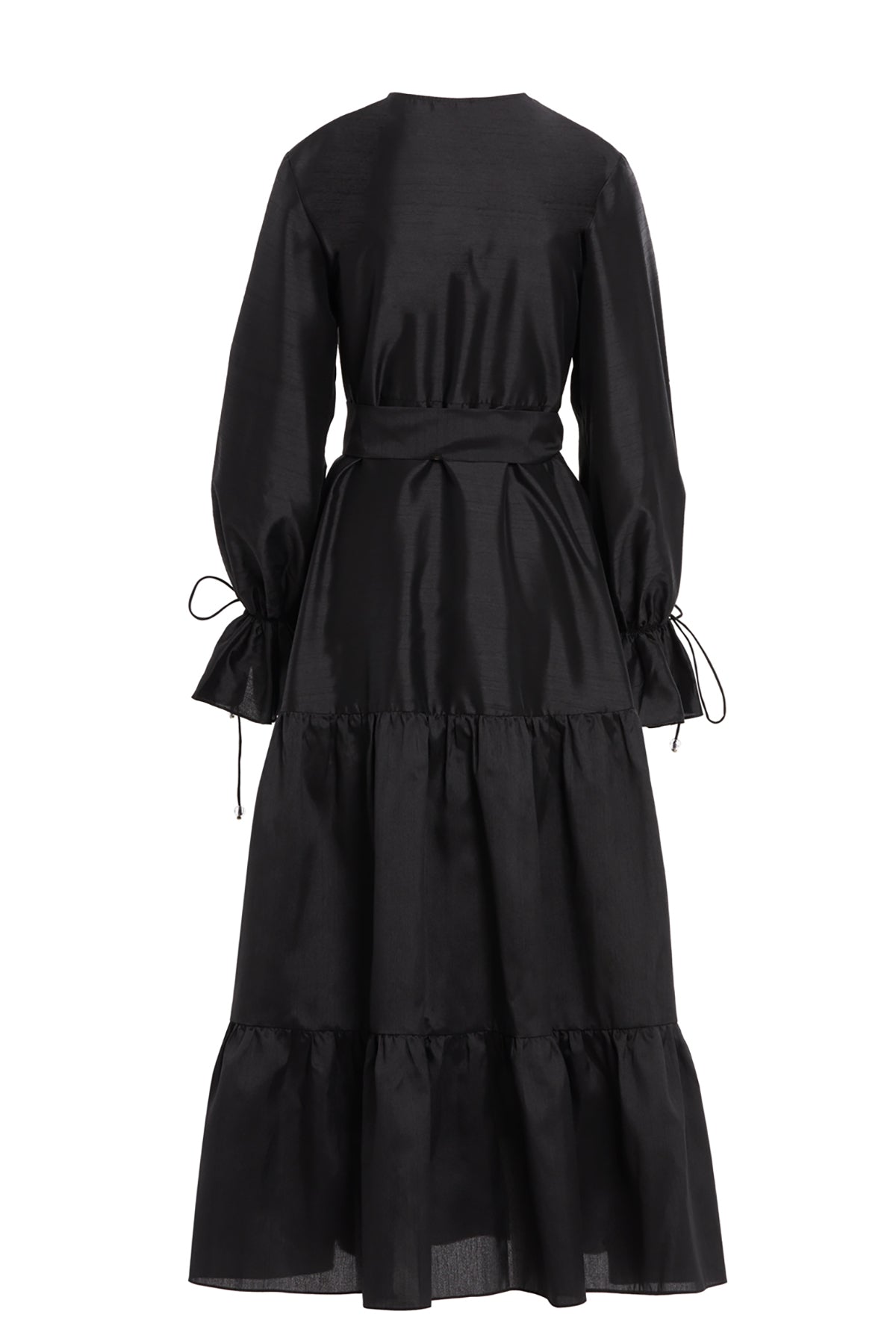 Black Sash-Detail Maxi Dress