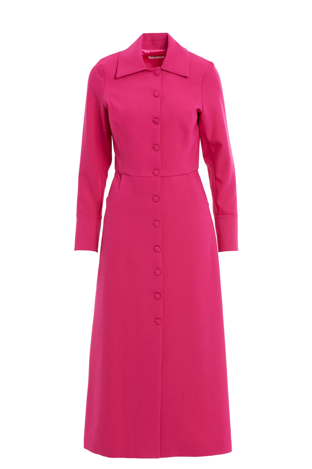 Pink Button-Front Midi Dress