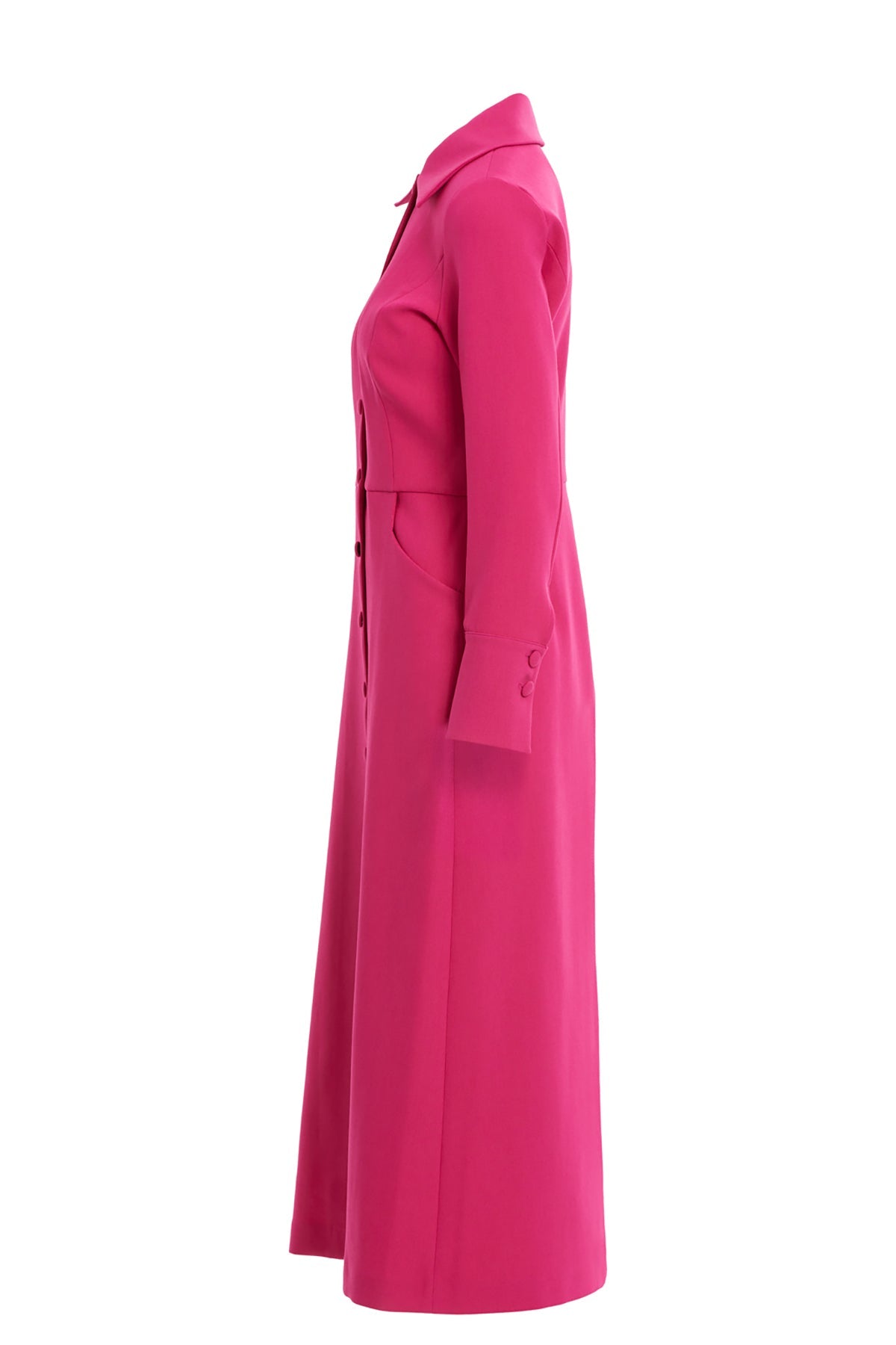 Pink Button-Front Midi Dress