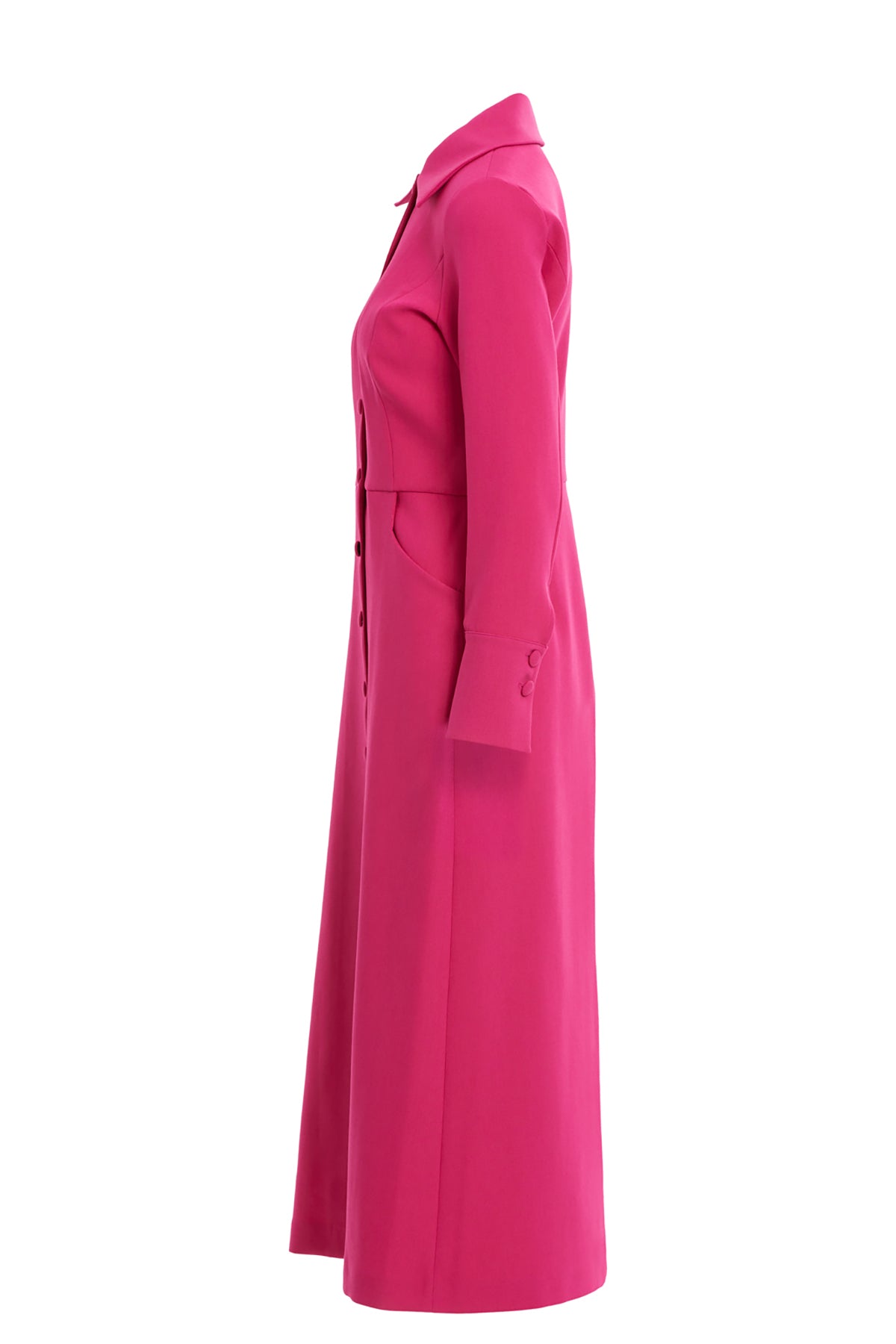 Pink Button-Front Midi Dress
